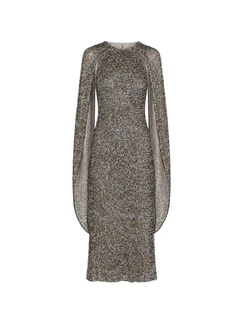 Alberta Ferretti sequin-embellished cape-sleeve midi dress