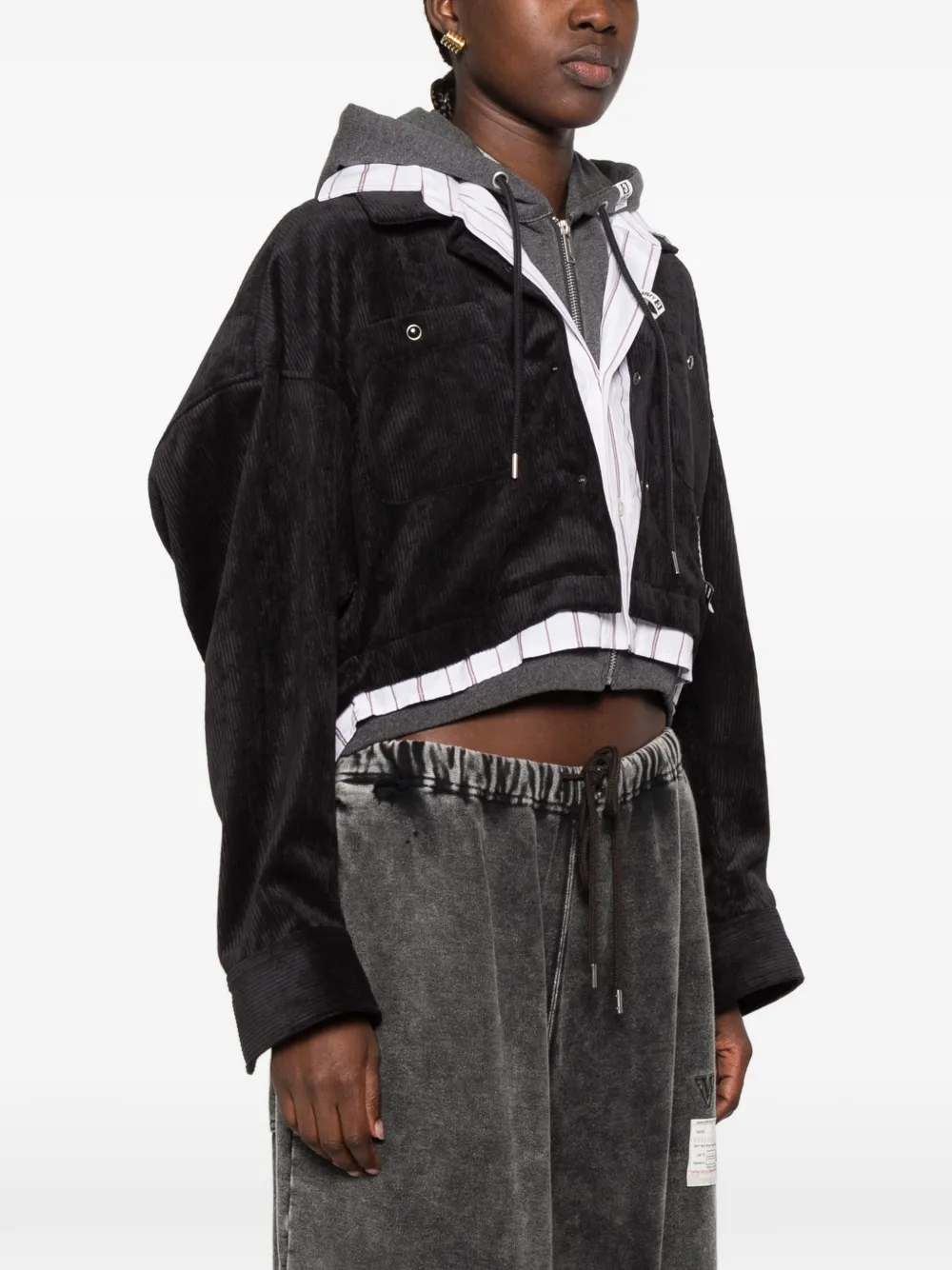 Maison MIHARA YASUHIRO layered-effect corduroy shirt Zwart