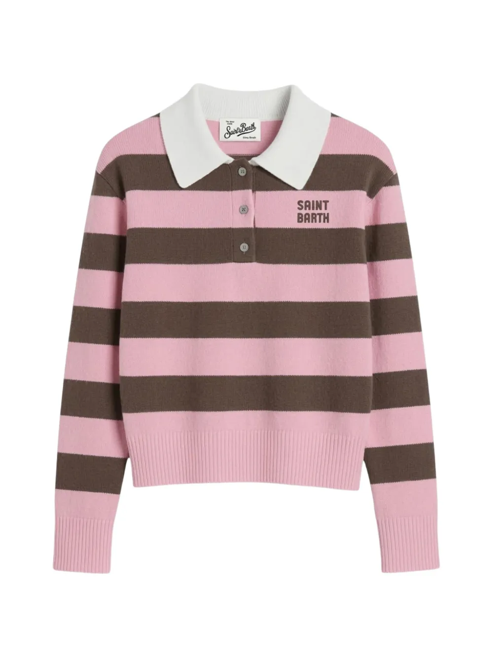 MC2 Saint Barth pink Hadidy polo collar knit with stripes Roze