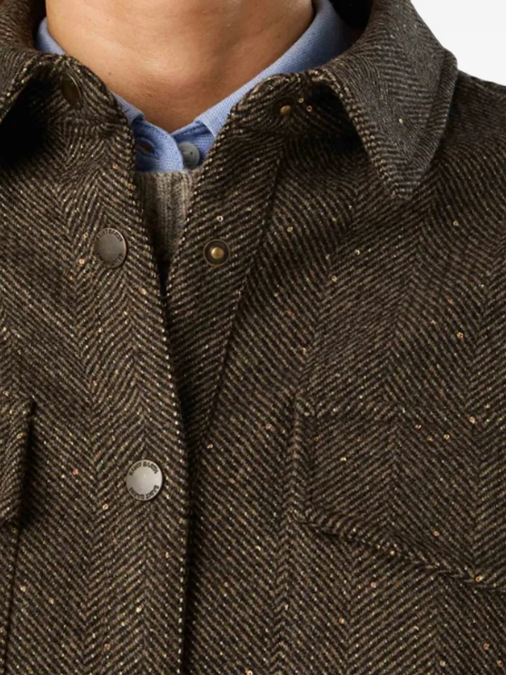 MC2 Saint Barth cambry wool-blend overshirt with herringbone pattern Bruin