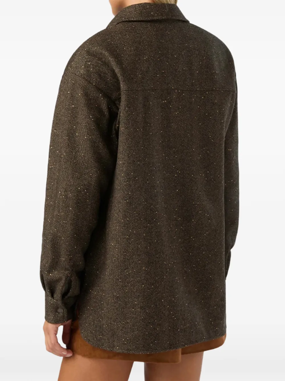 MC2 Saint Barth cambry wool-blend overshirt with herringbone pattern Bruin