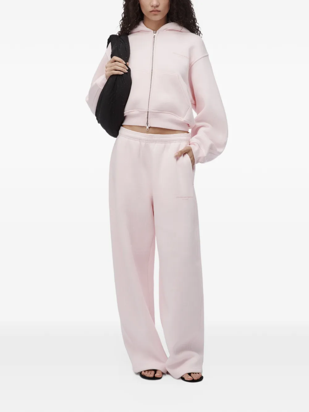 Alexander Wang hotfix-embellished zip-up hoodie Roze