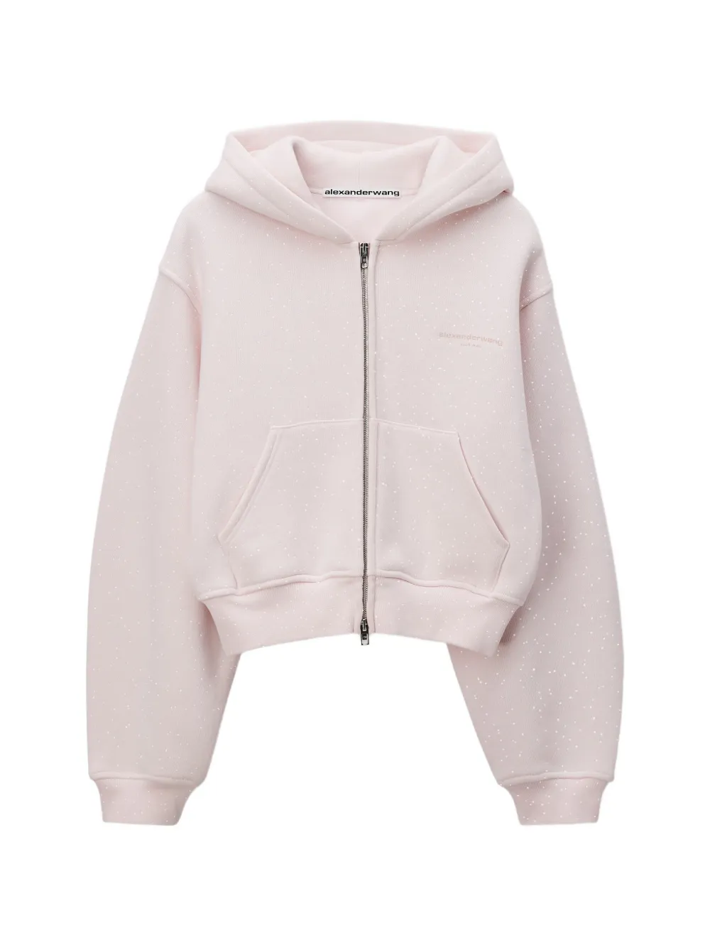 Alexander Wang hotfix-embellished zip-up hoodie Roze
