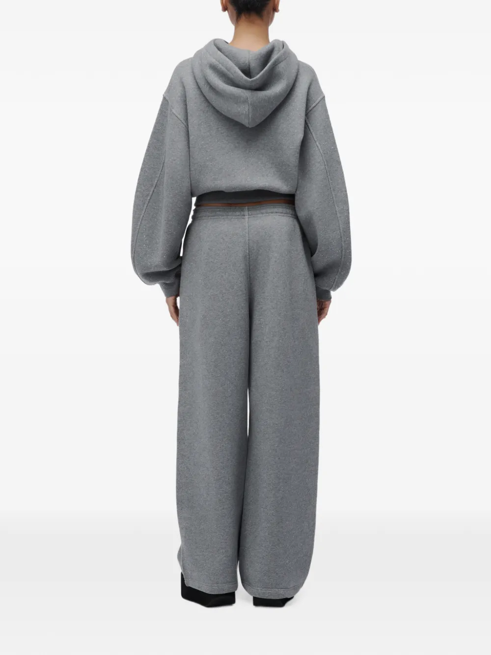 Alexander Wang allover crystal hotfix zip-up hoodie Grijs