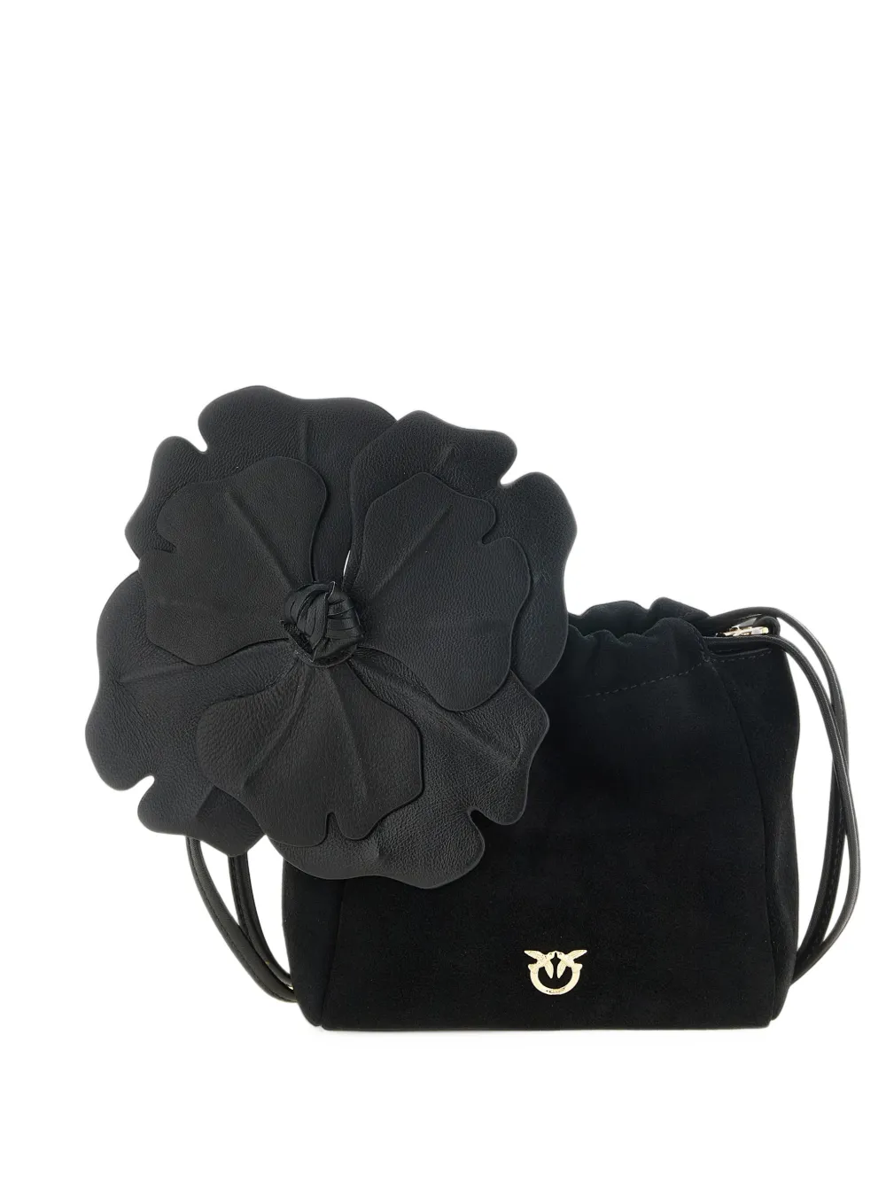 PINKO Flower Love Birds Diamond Cut shoulder bag - Nero