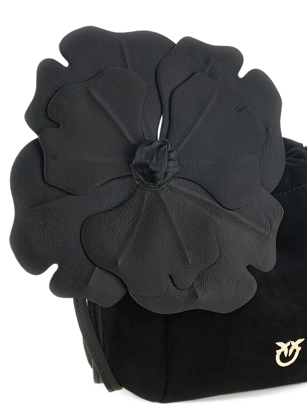 PINKO Flower Love Birds Diamond Cut shoulder bag Zwart