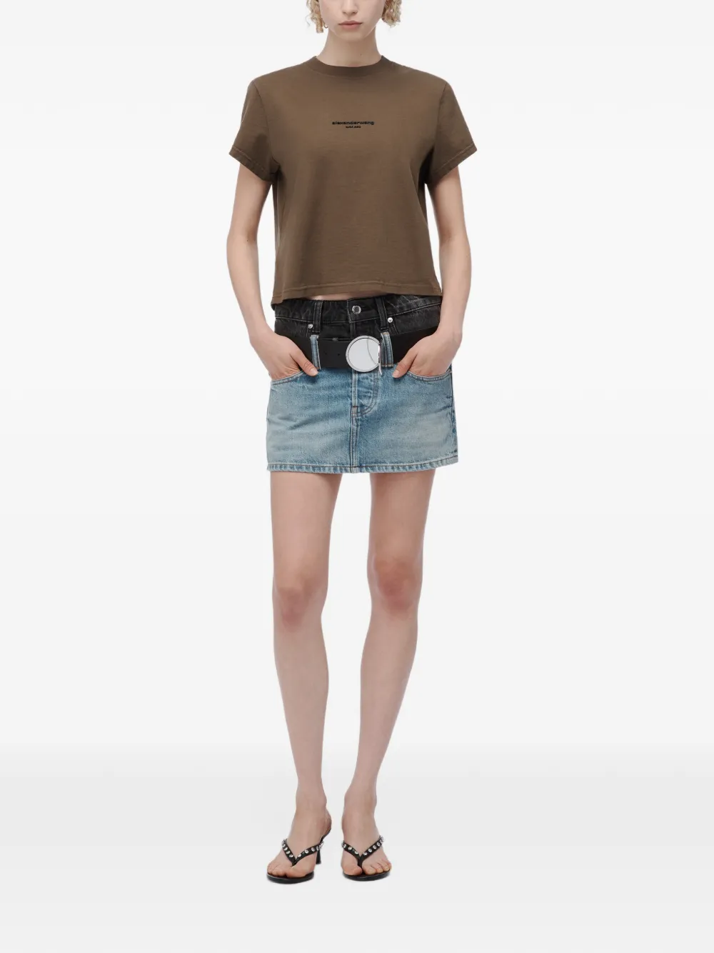 Alexander Wang logo-print shrunken short-sleeve T-shirt Groen