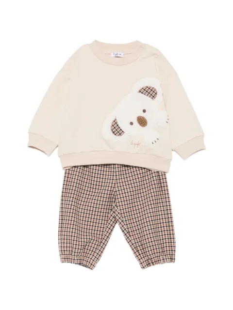 Il Gufo koala-patch check-pattern trouser set
