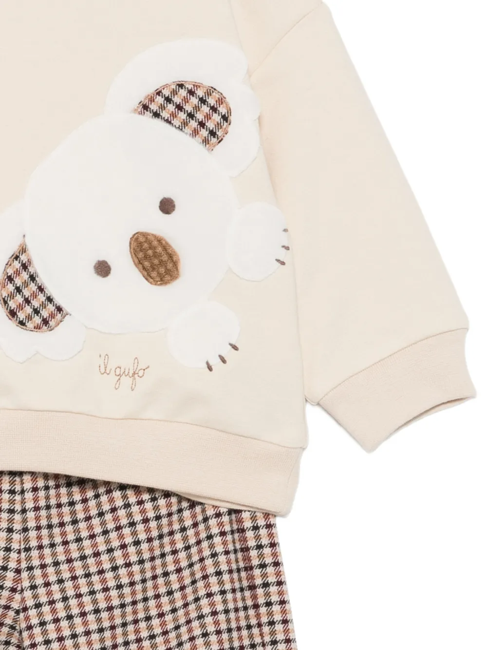 Il Gufo koala-patch check-pattern tracksuit Beige