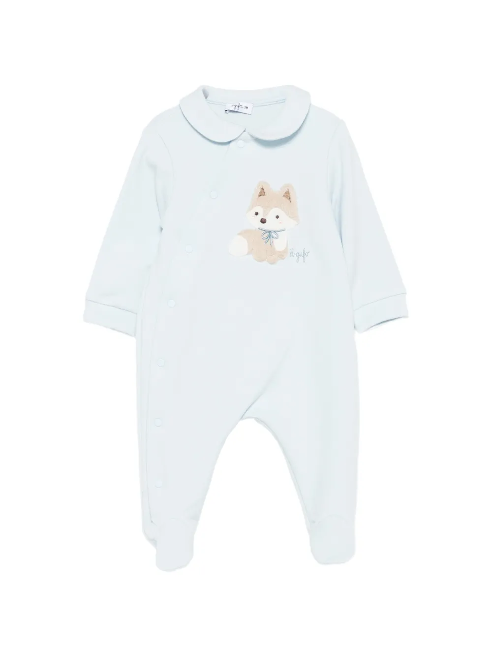 Il Gufo fox-patch Peter Pan-collar romper Blauw