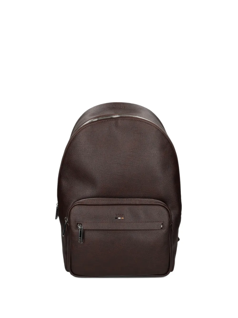 BOSS Ray logo-plaque pebbled-effect backpack - Braun