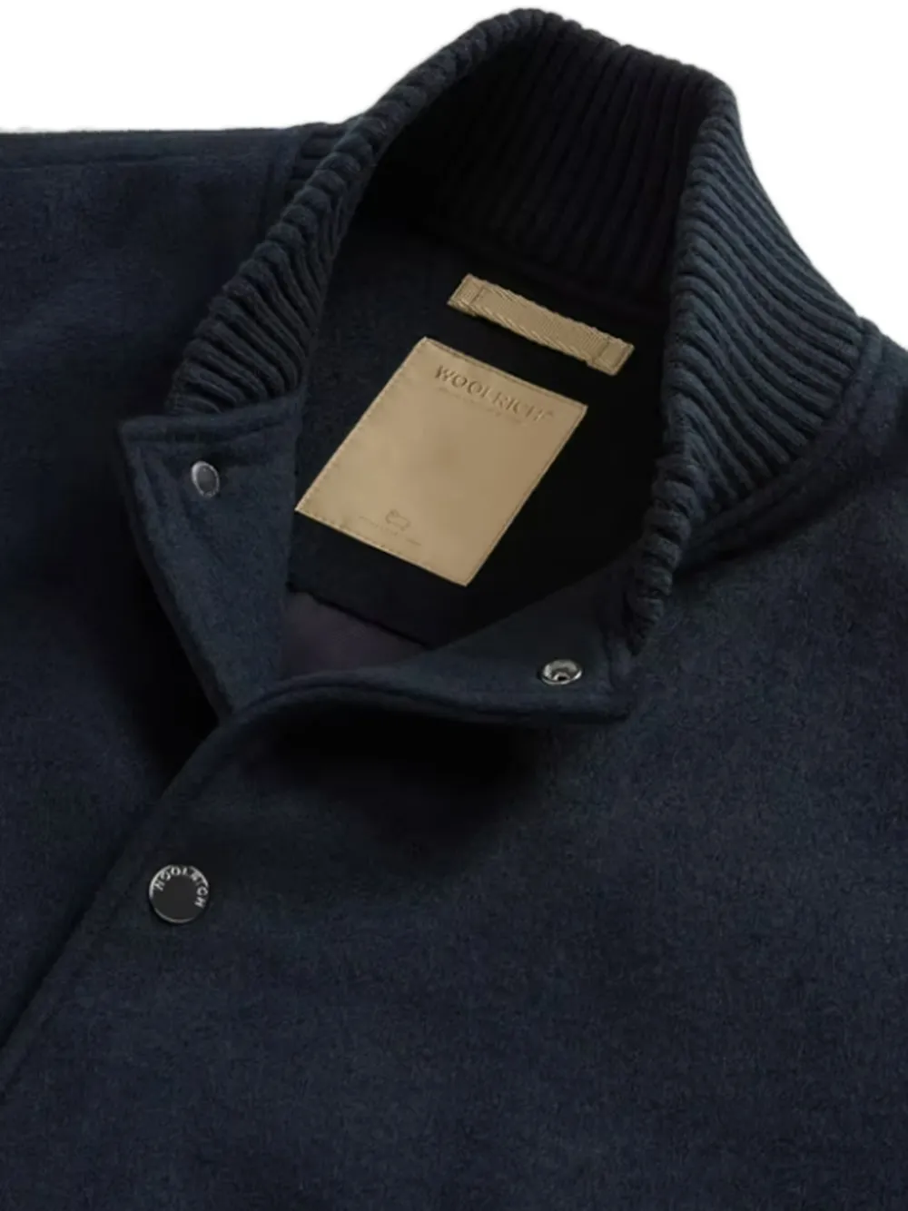 Woolrich Miles ribbed-trim bomber jacket Blauw