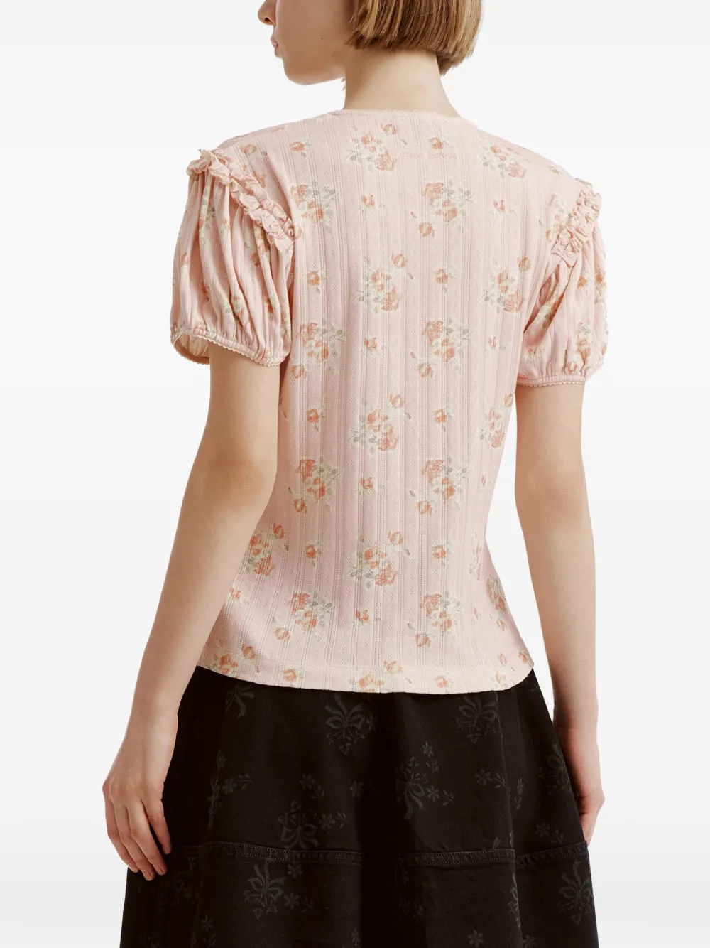 Simone Rocha floral-print ruffled blouse Roze