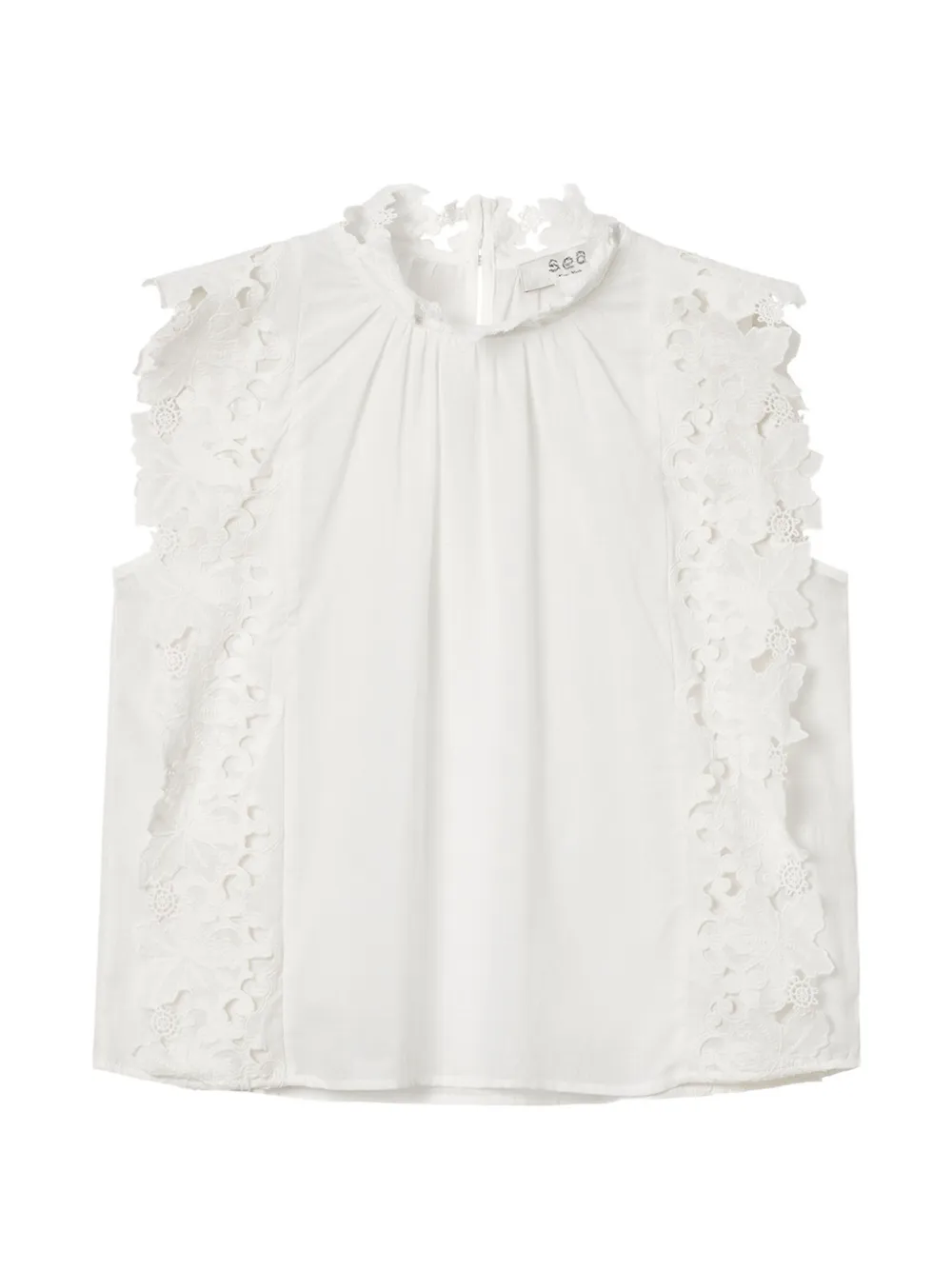 Sea Eleannora guipure lace-trimmed sleeveless top Wit