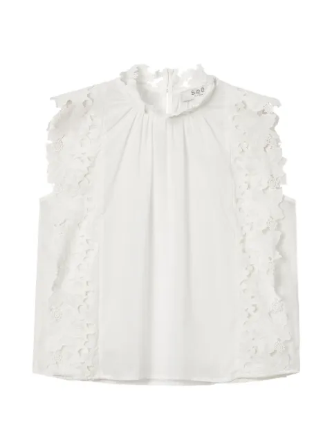 Sea Eleannora guipure lace-trimmed sleeveless top