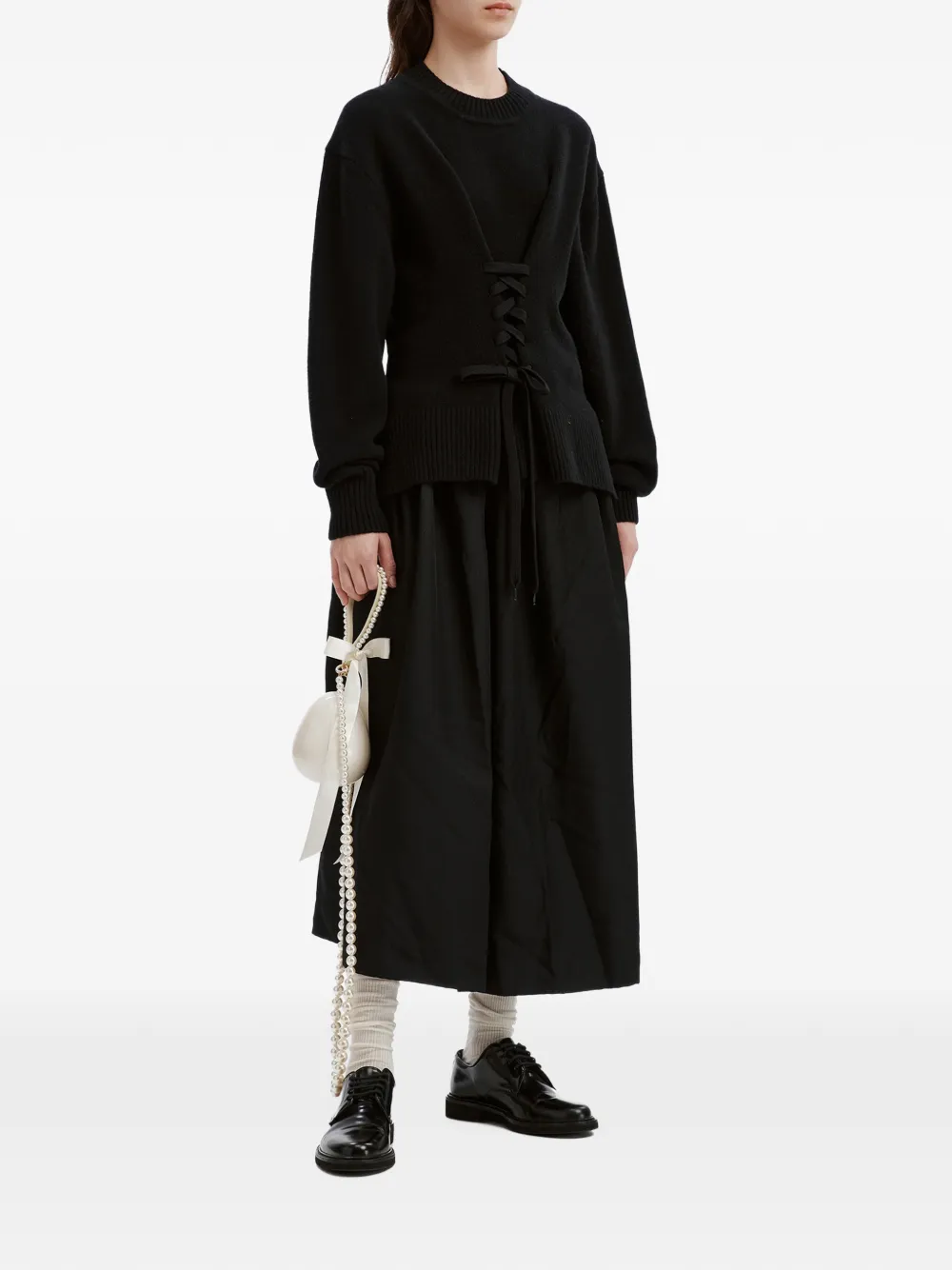 Simone Rocha Bow Pearl egg-shaped mini bag Beige