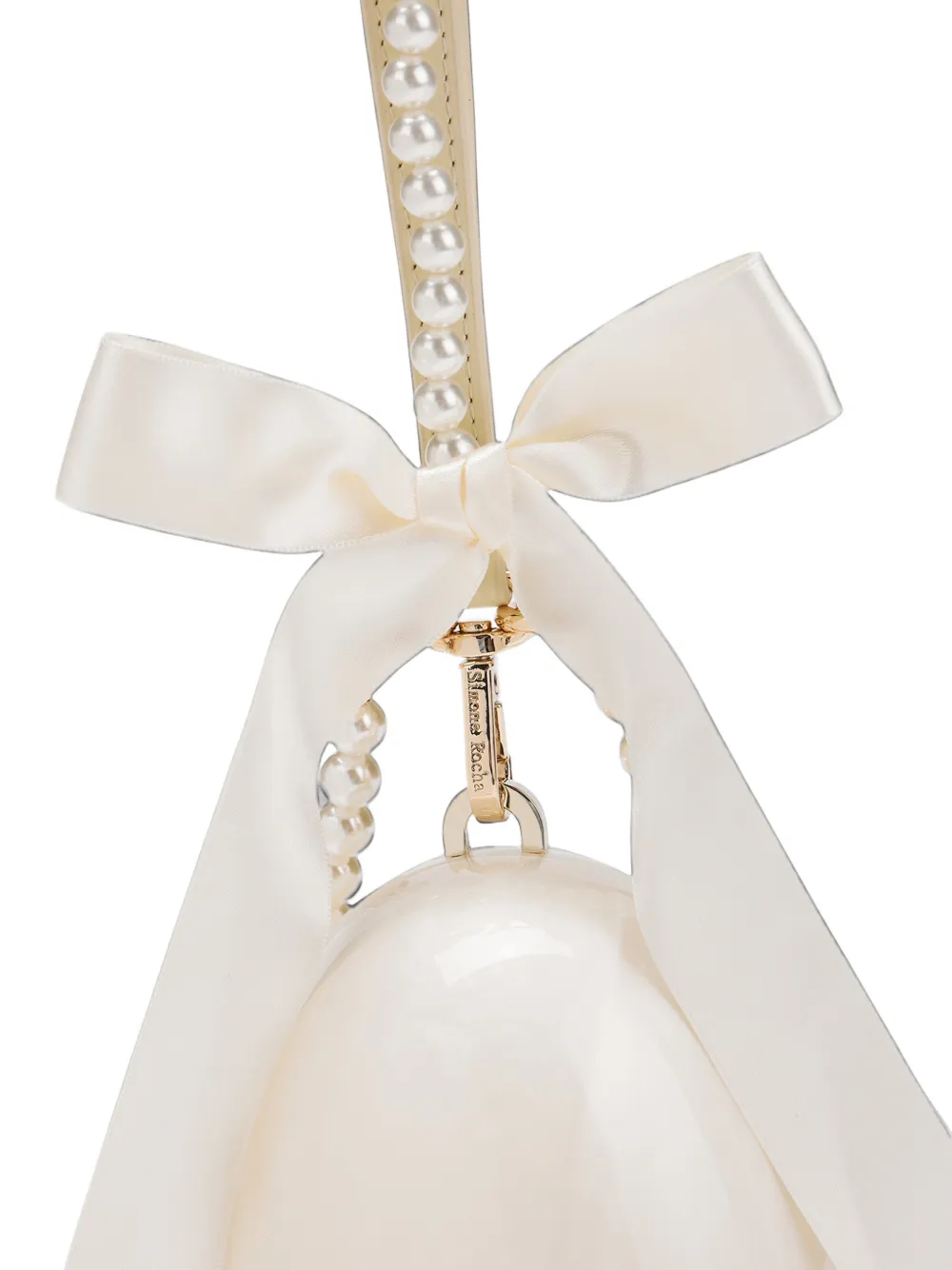 Simone Rocha Bow Pearl egg-shaped mini bag Beige
