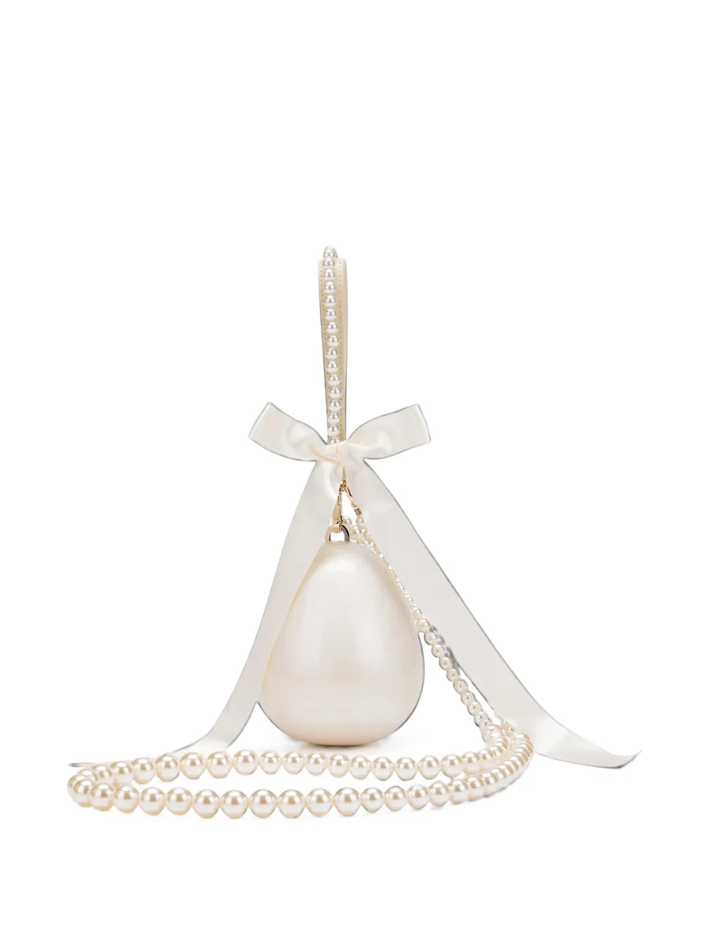 Simone Rocha Bow Pearl egg-shaped mini bag Beige