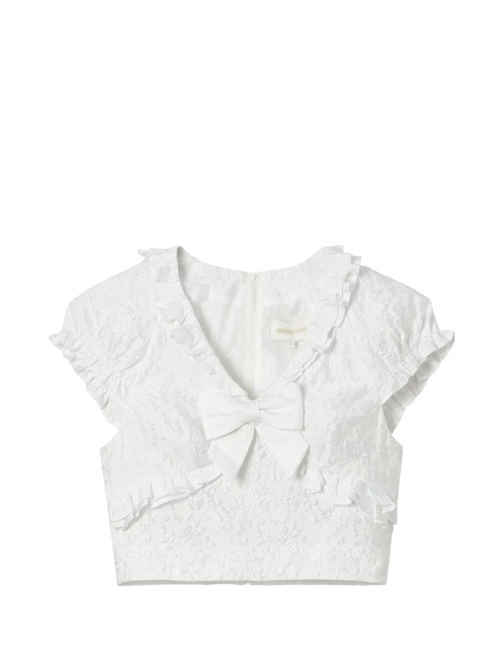 SHUSHU/TONG bow-detail ruffled top - Bianco