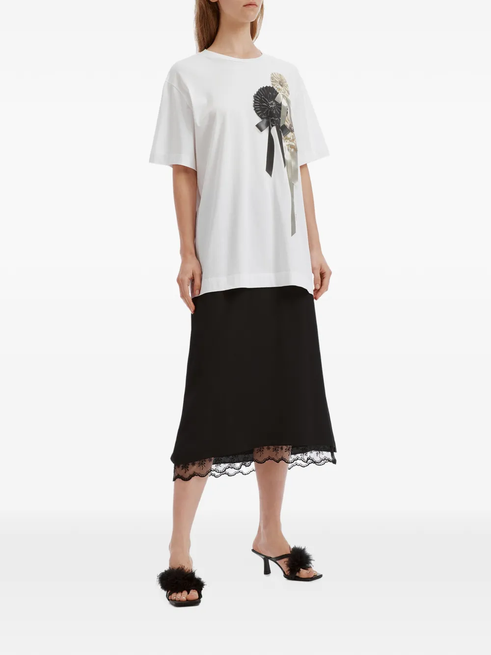 Simone Rocha Ribbon Rosette bow-embellished T-shirt Wit