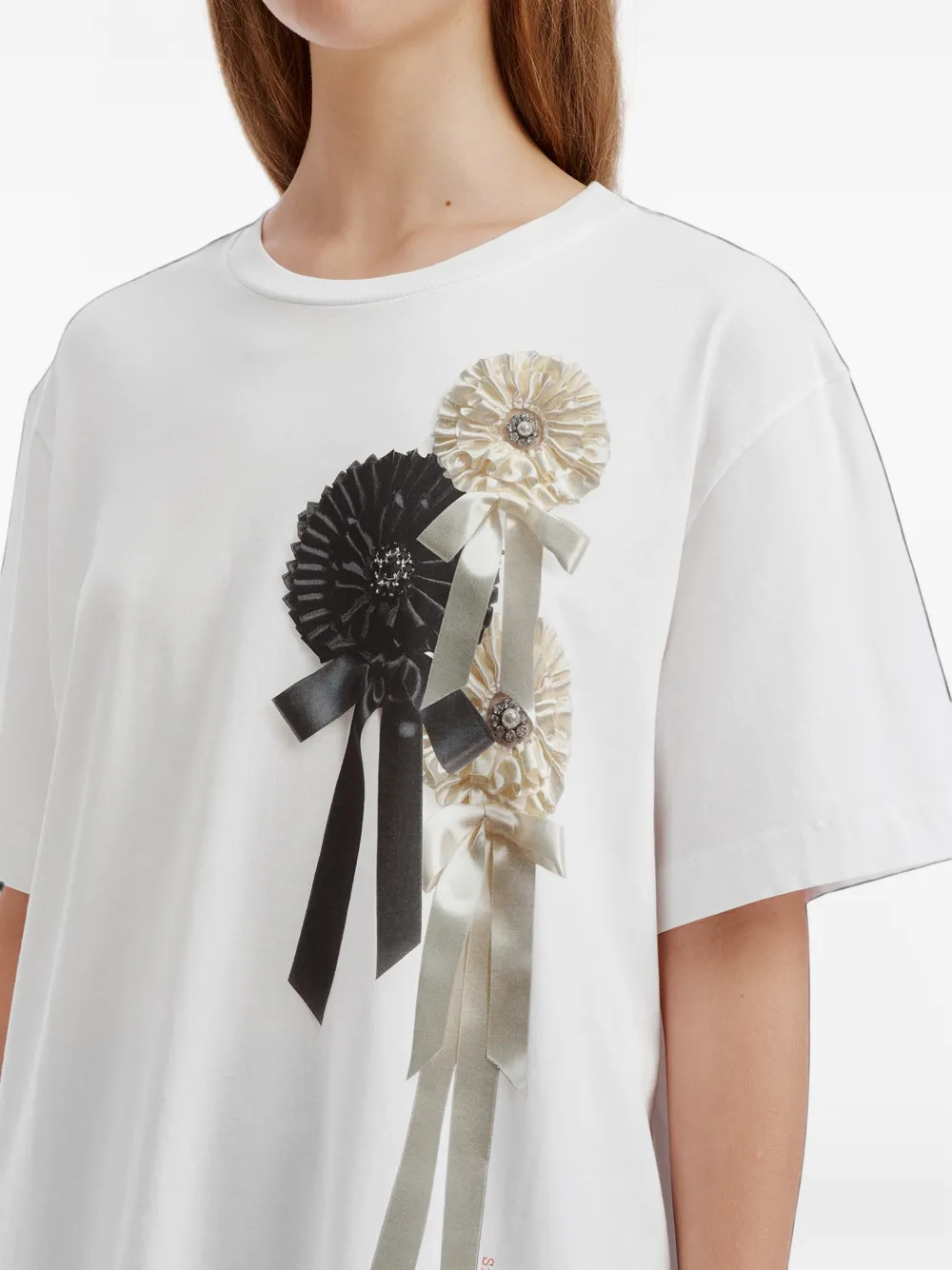 Simone Rocha Ribbon Rosette bow-embellished T-shirt Wit