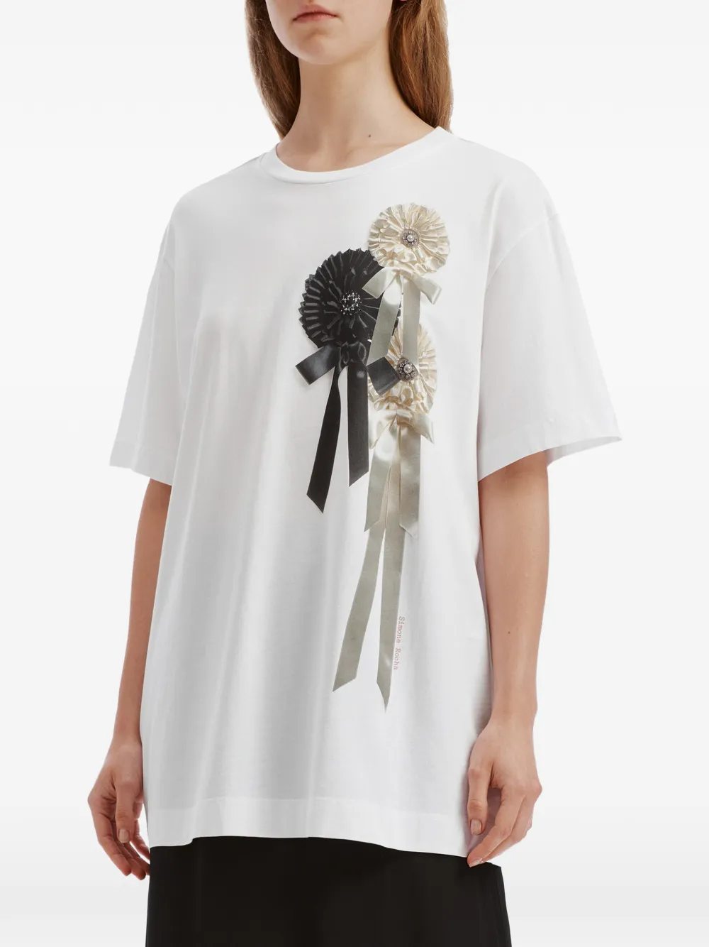 Simone Rocha Ribbon Rosette bow-embellished T-shirt Wit
