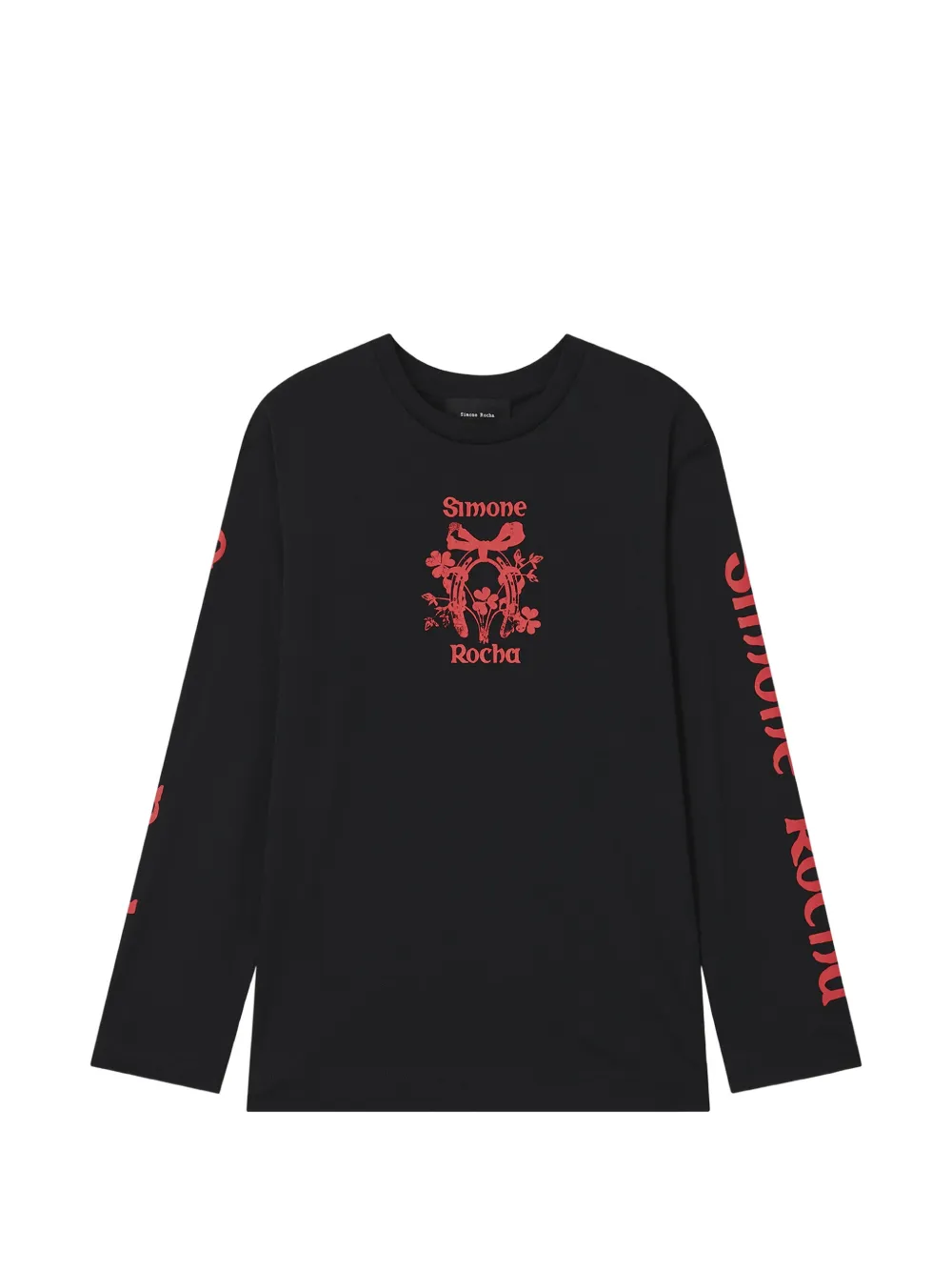 Simone Rocha Coming Up Roses graphic-print long-sleeve T-shirt Zwart