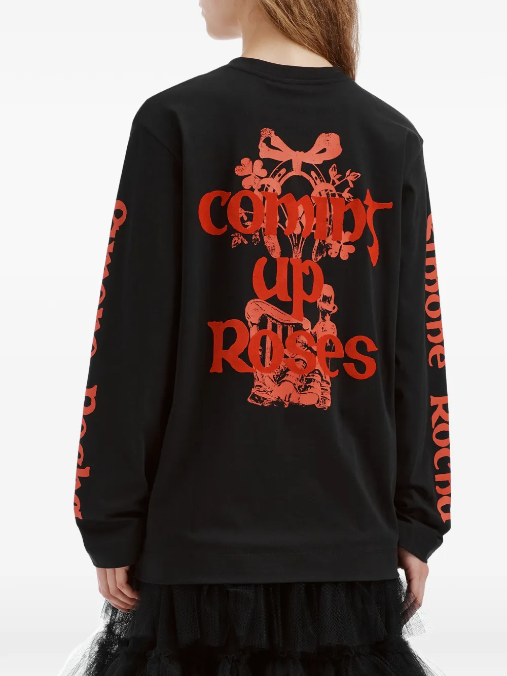 Simone Rocha Coming Up Roses graphic-print long-sleeve T-shirt Zwart