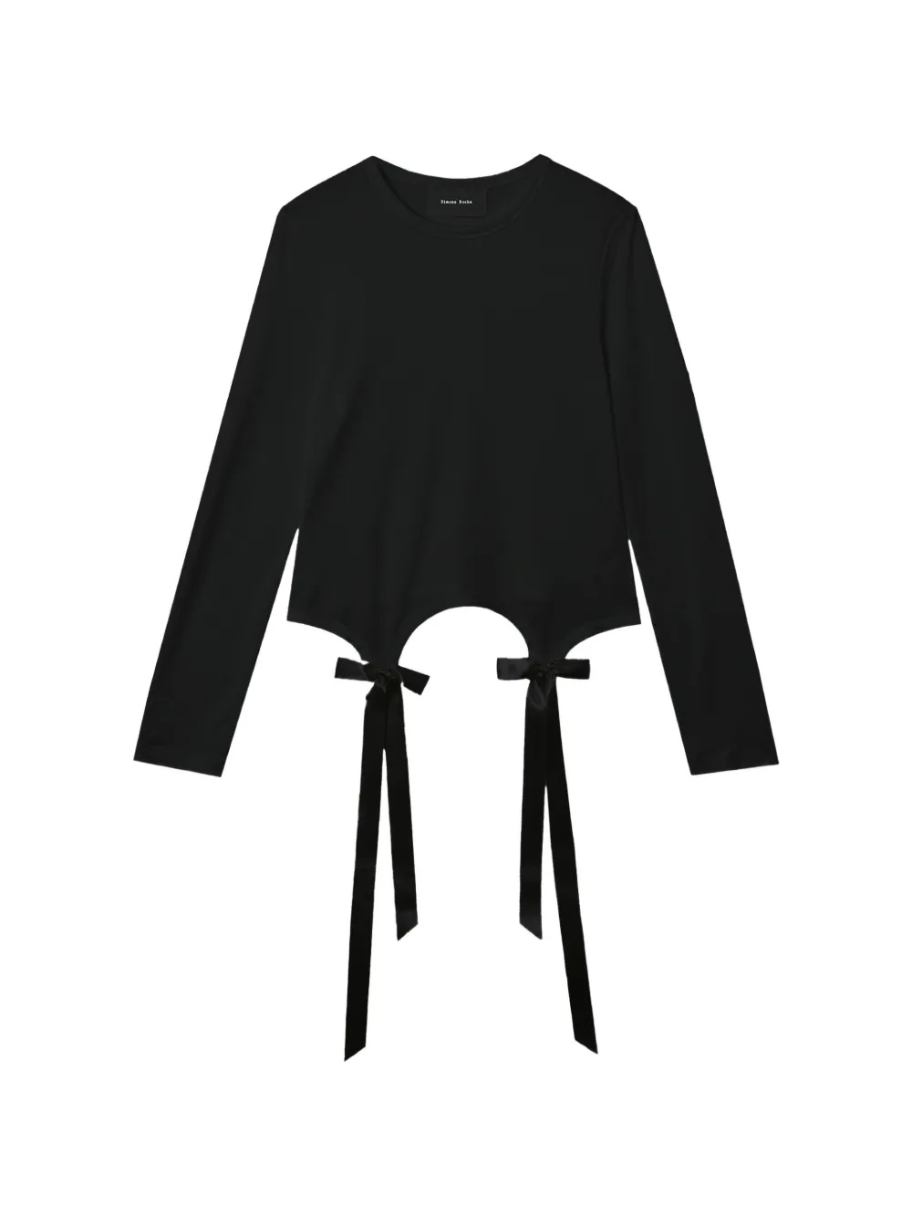 Simone Rocha Bow Tail Easy bow-detail cut-out long-sleeve T-shirt Zwart