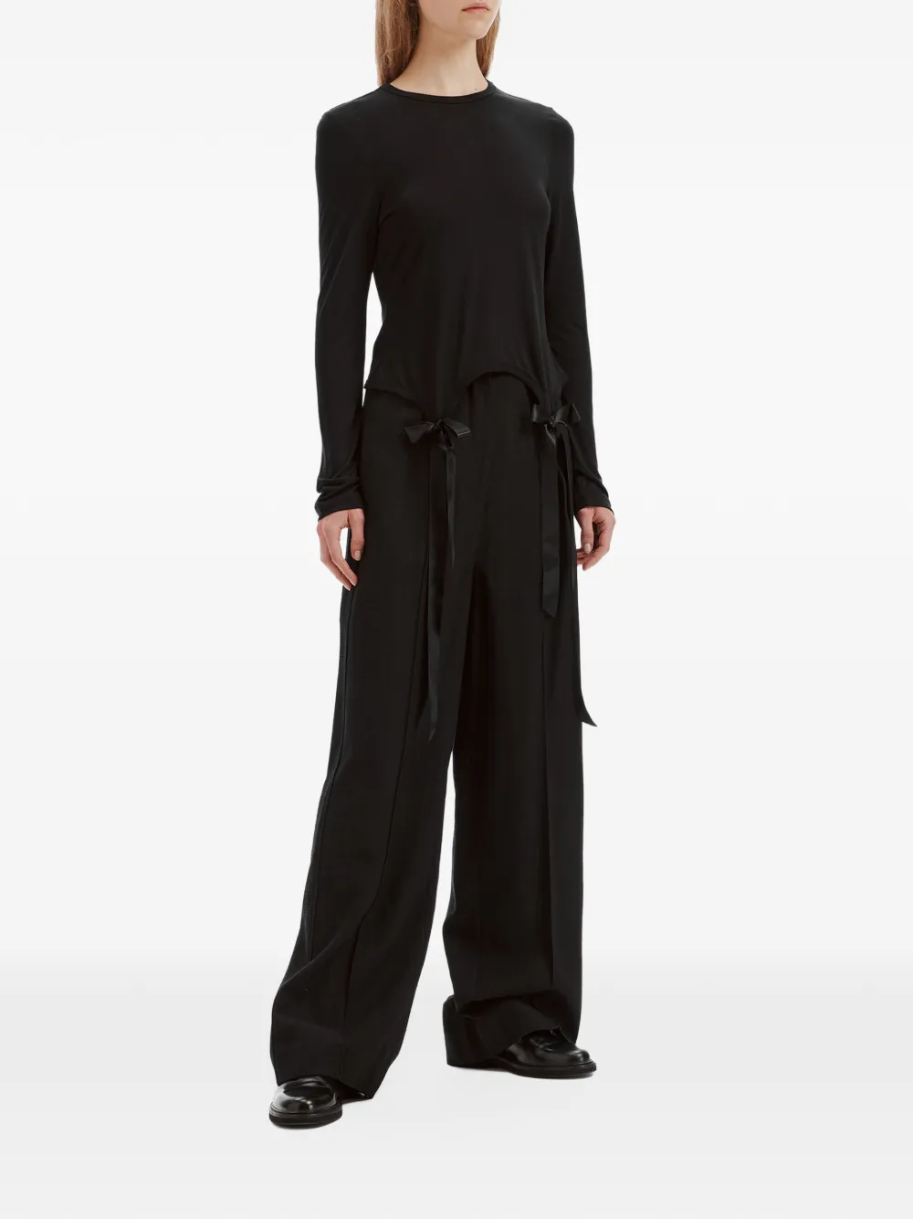 Simone Rocha Bow Tail Easy bow-detail cut-out long-sleeve T-shirt Zwart