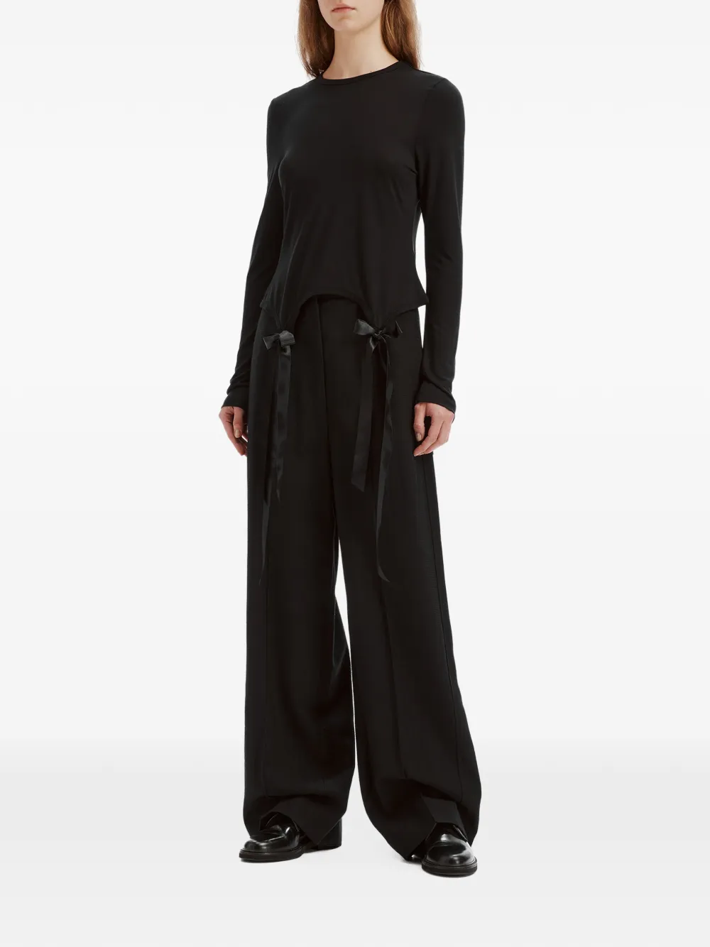 Simone Rocha Bow Tail Easy bow-detail cut-out long-sleeve T-shirt Zwart