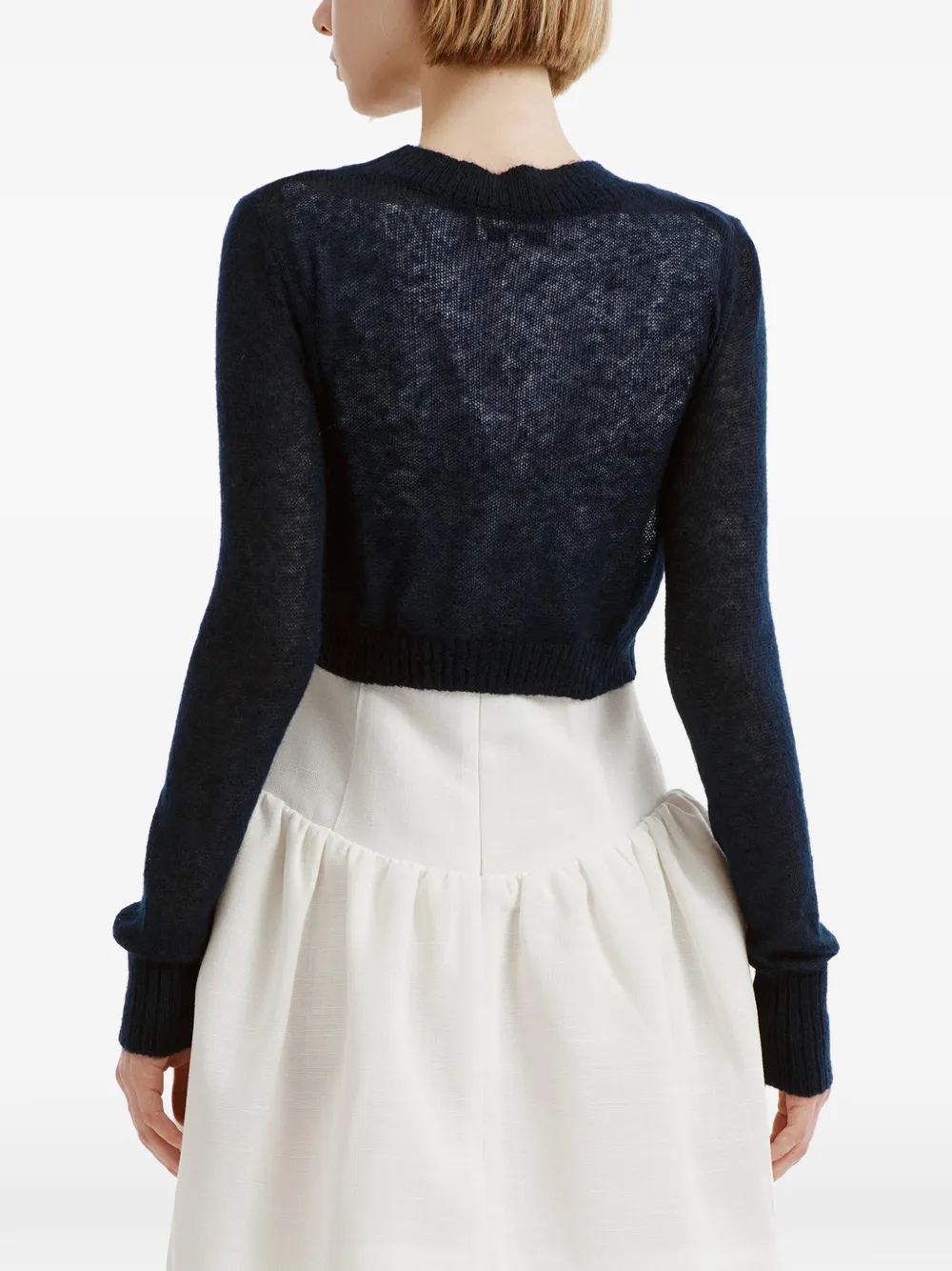 SHUSHU TONG bow-detail cropped cardigan Blauw
