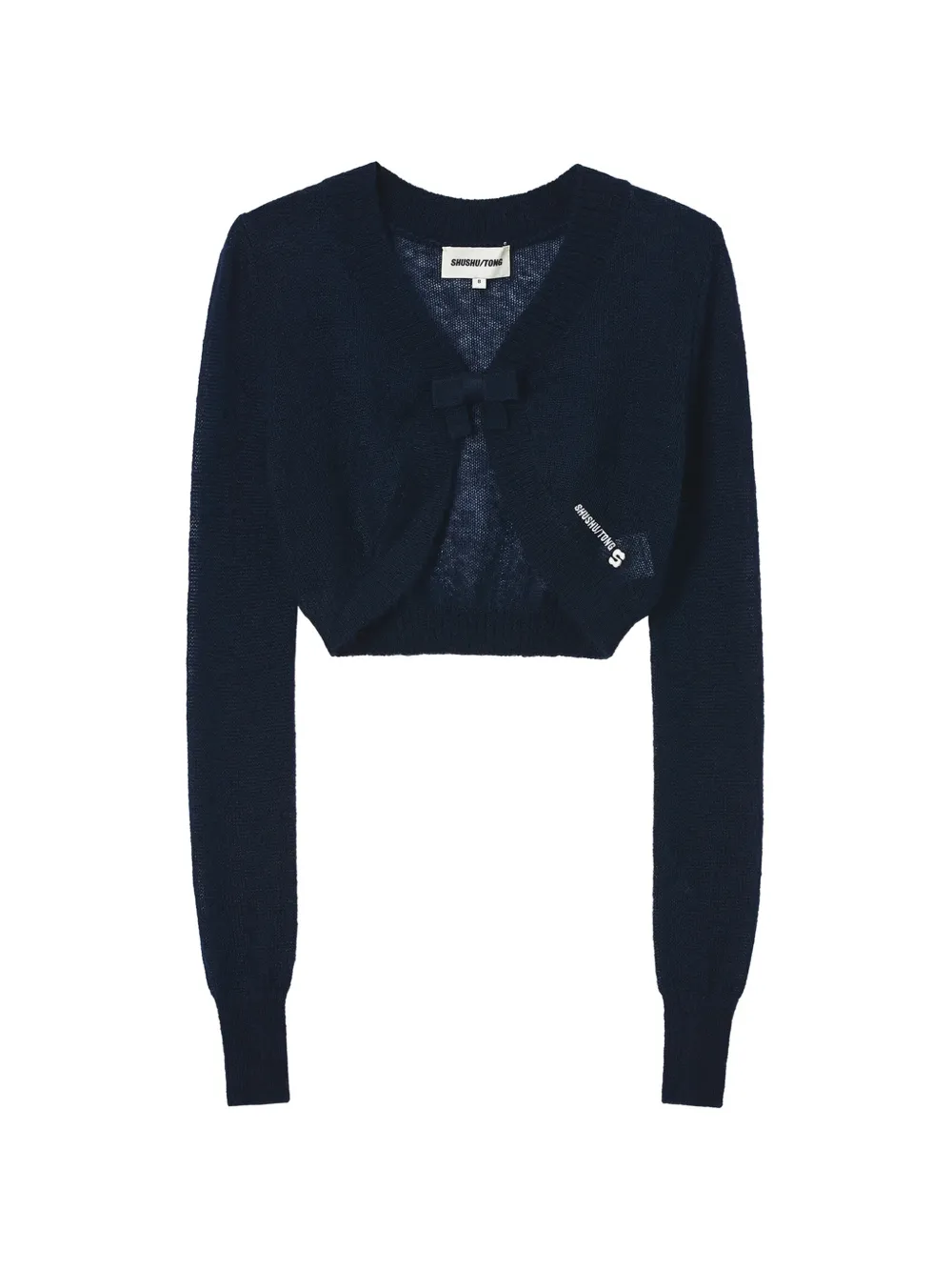 SHUSHU/TONG bow-detail cropped cardigan - Blau