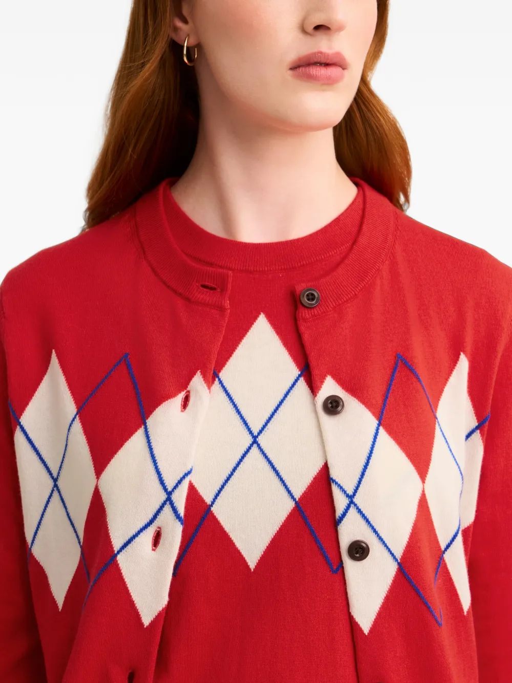 Pringle of Scotland diamond-pattern cardigan Rood