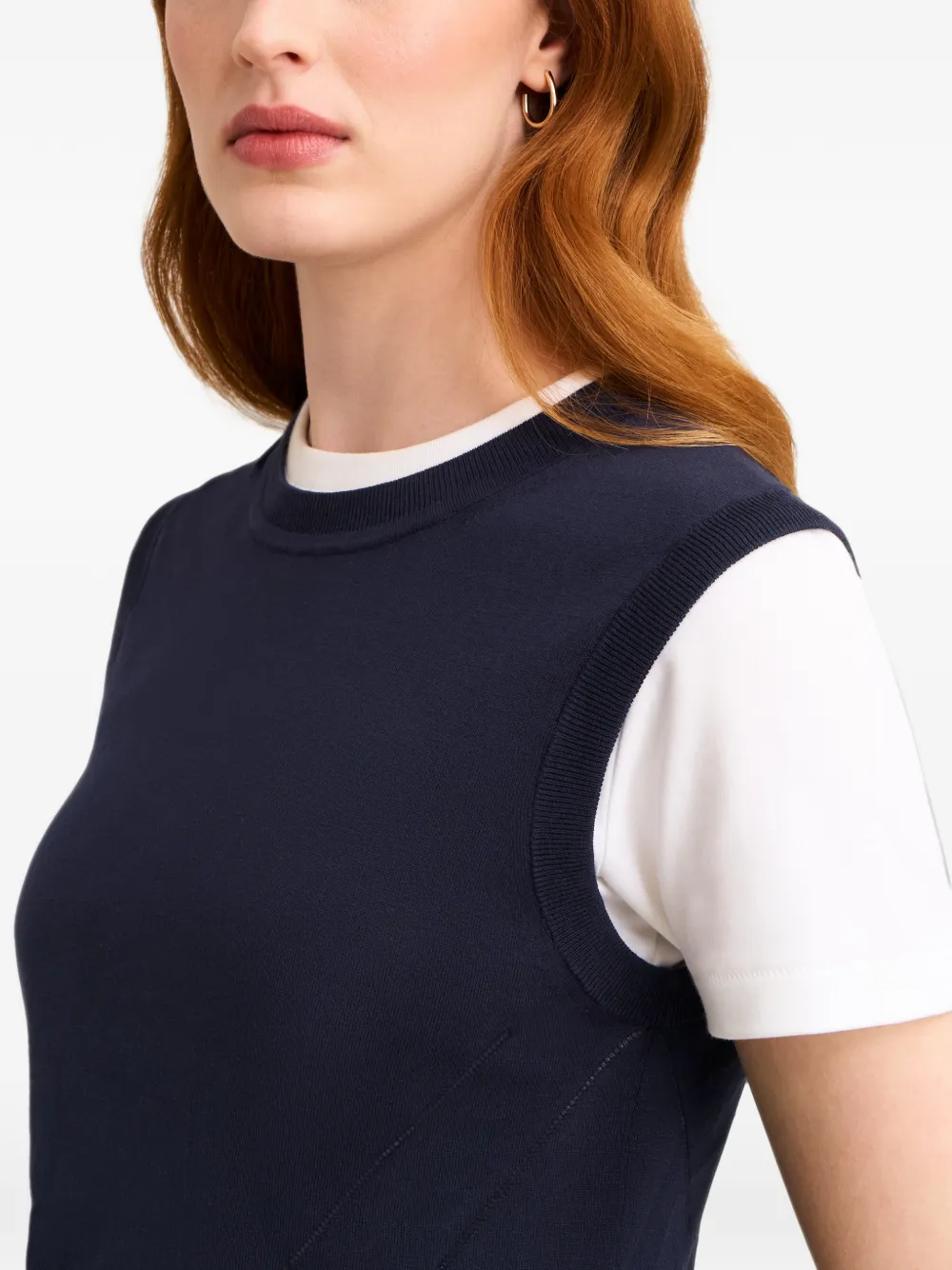 Pringle of Scotland pointelle-knit sleeveless vest Blauw