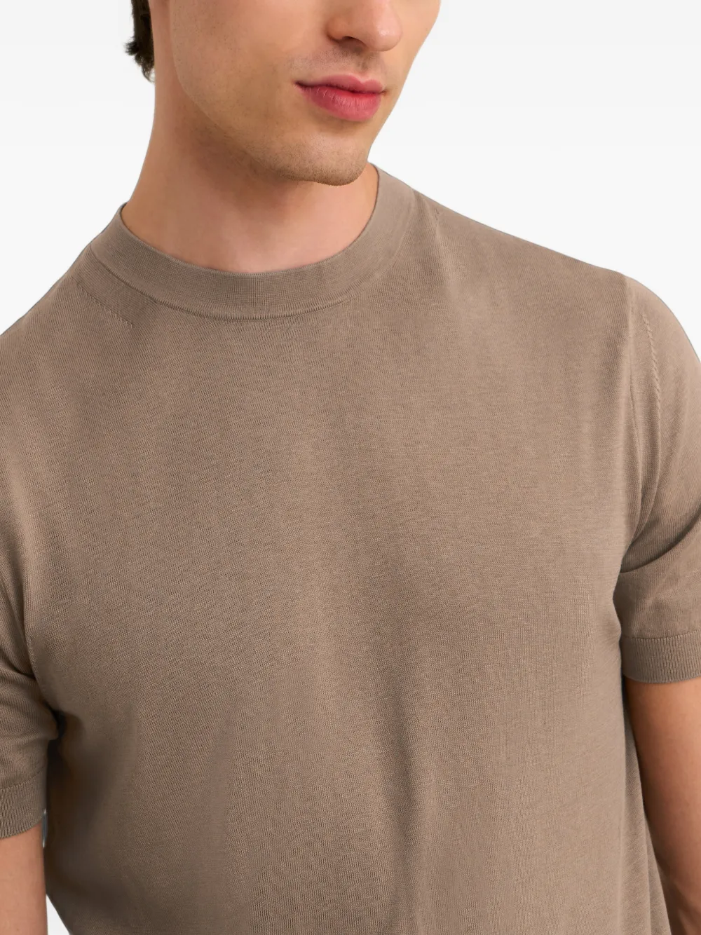 Pringle of Scotland silk-blend knitted T-shirt Bruin