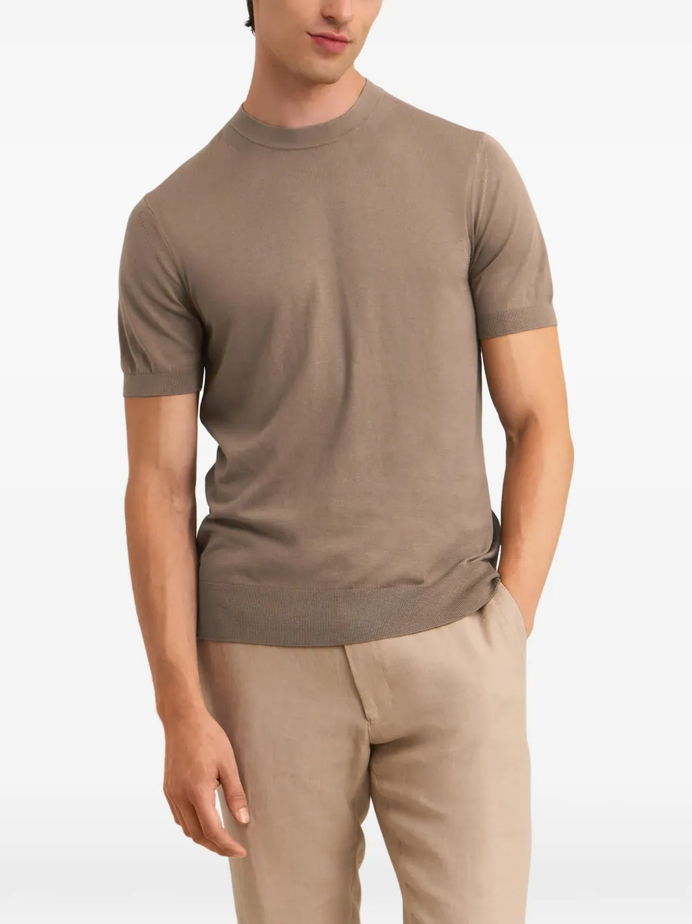 Pringle of Scotland silk-blend knitted T-shirt Bruin