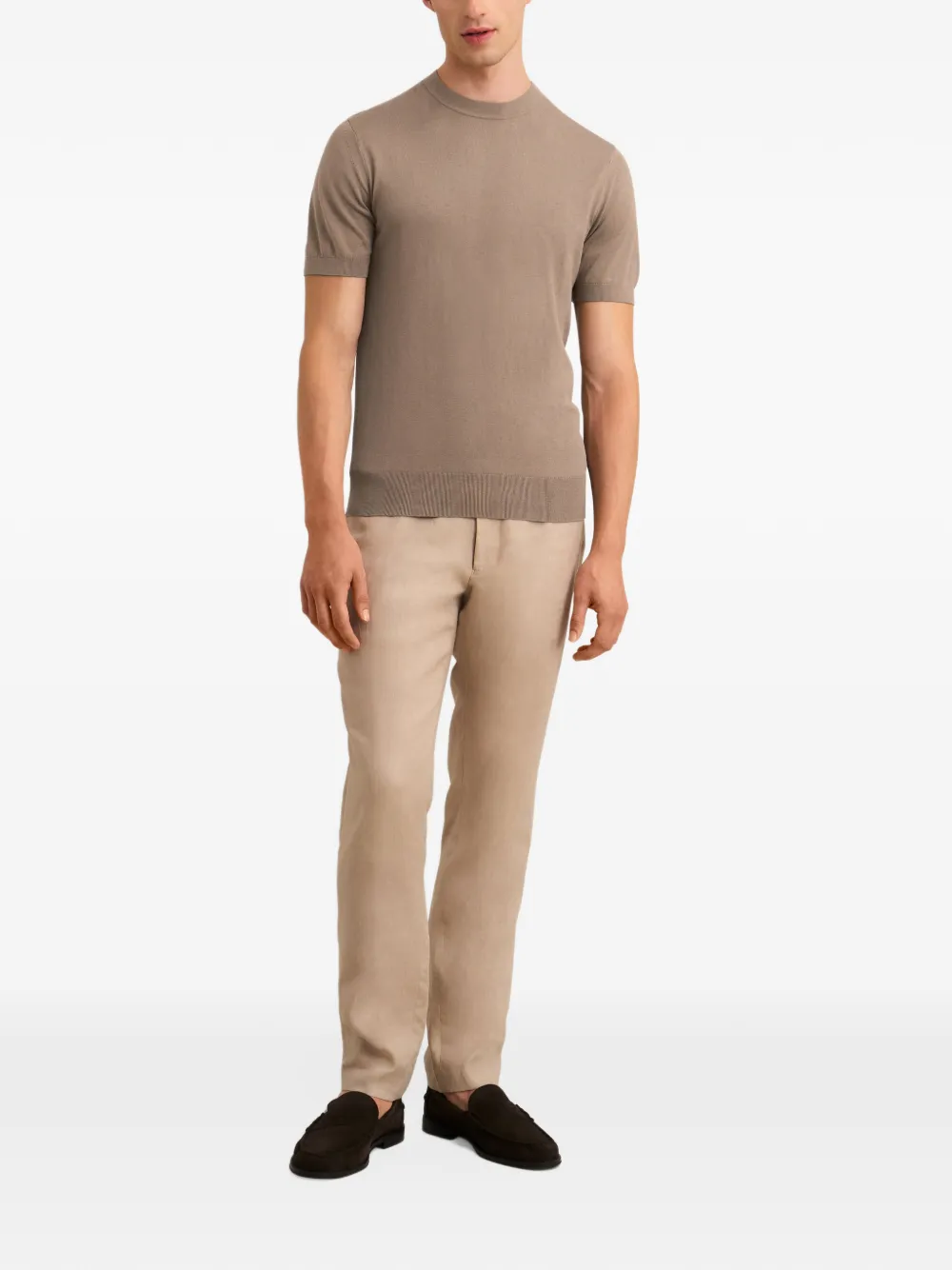Pringle of Scotland silk-blend knitted T-shirt Bruin