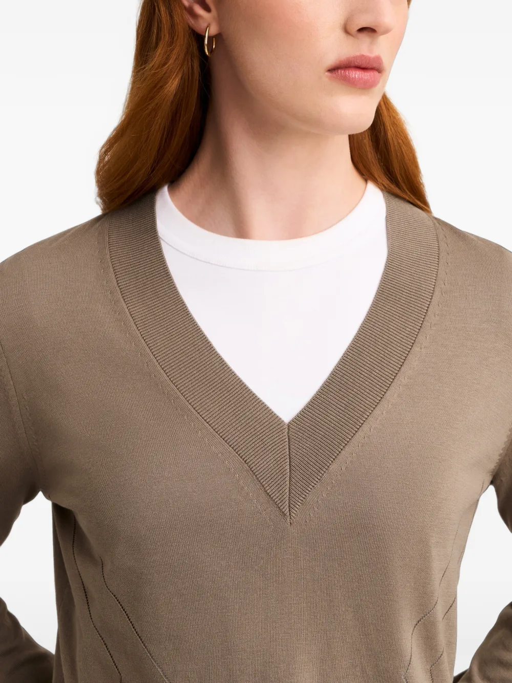 Pringle of Scotland pointelle-knit V-neck sweater Bruin