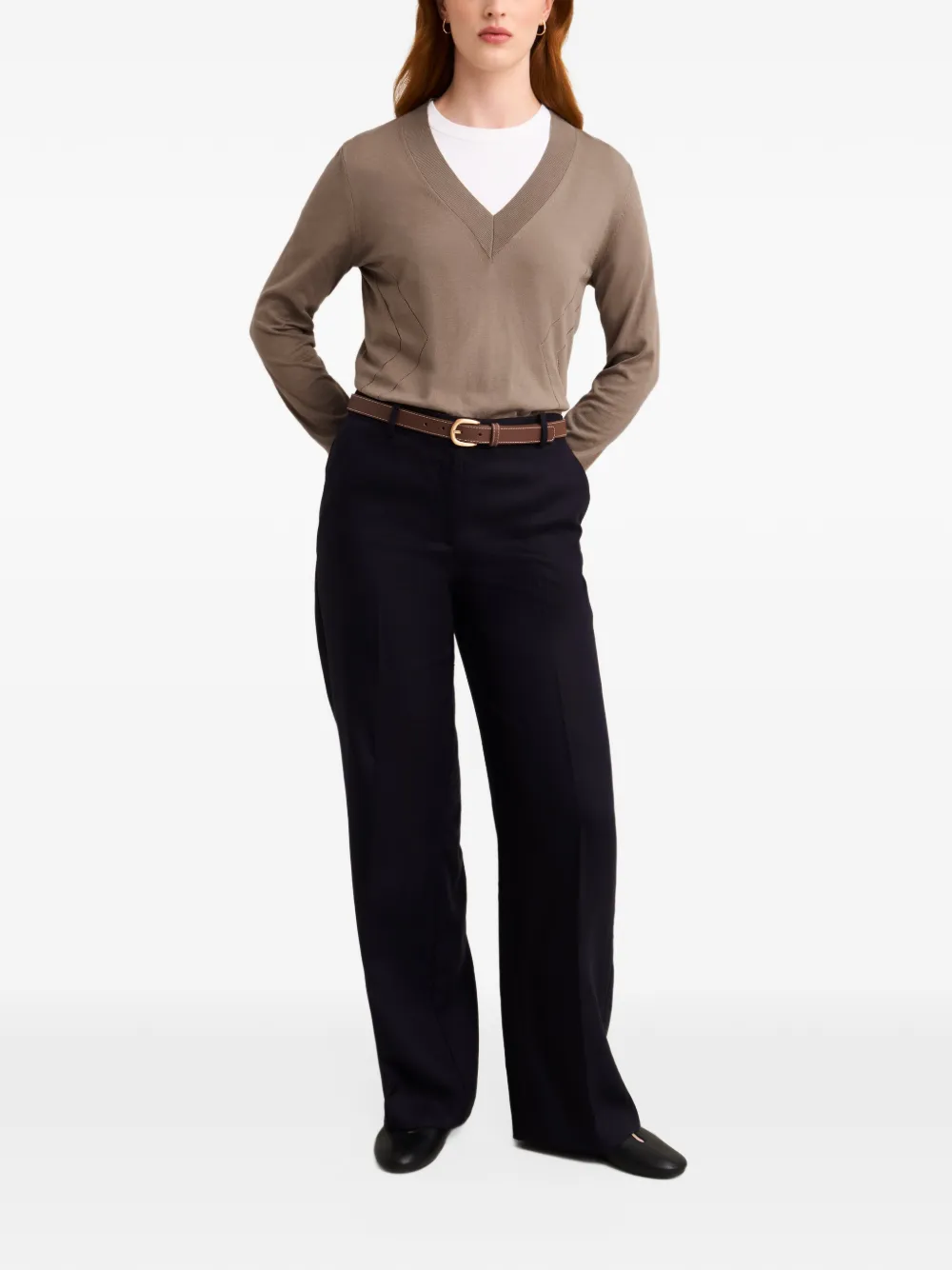 Pringle of Scotland pointelle-knit V-neck sweater Bruin