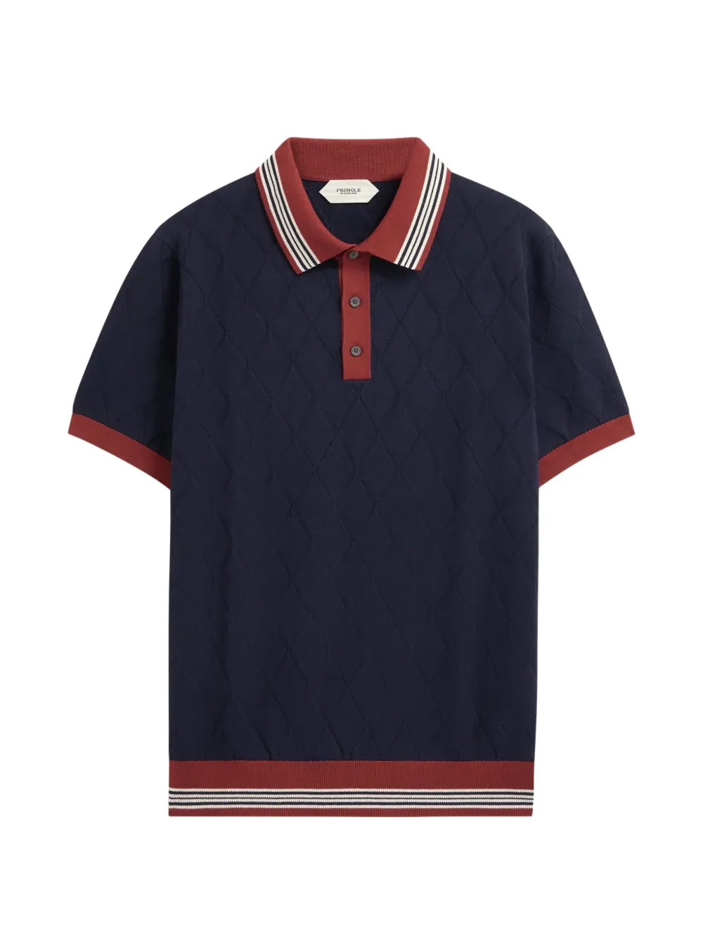 Pringle of Scotland Argyle-texture knitted polo shirt Blauw