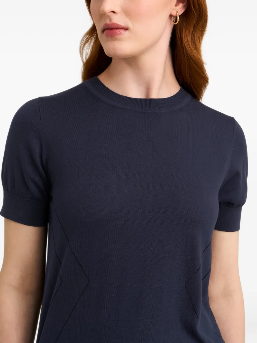 Pringle of Scotland pointelle-knit T-shirt Blauw