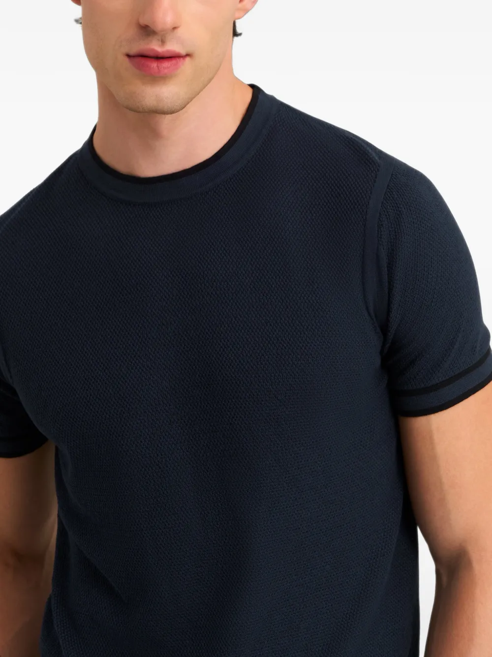 Pringle of Scotland diamond-stitch T-shirt Blauw