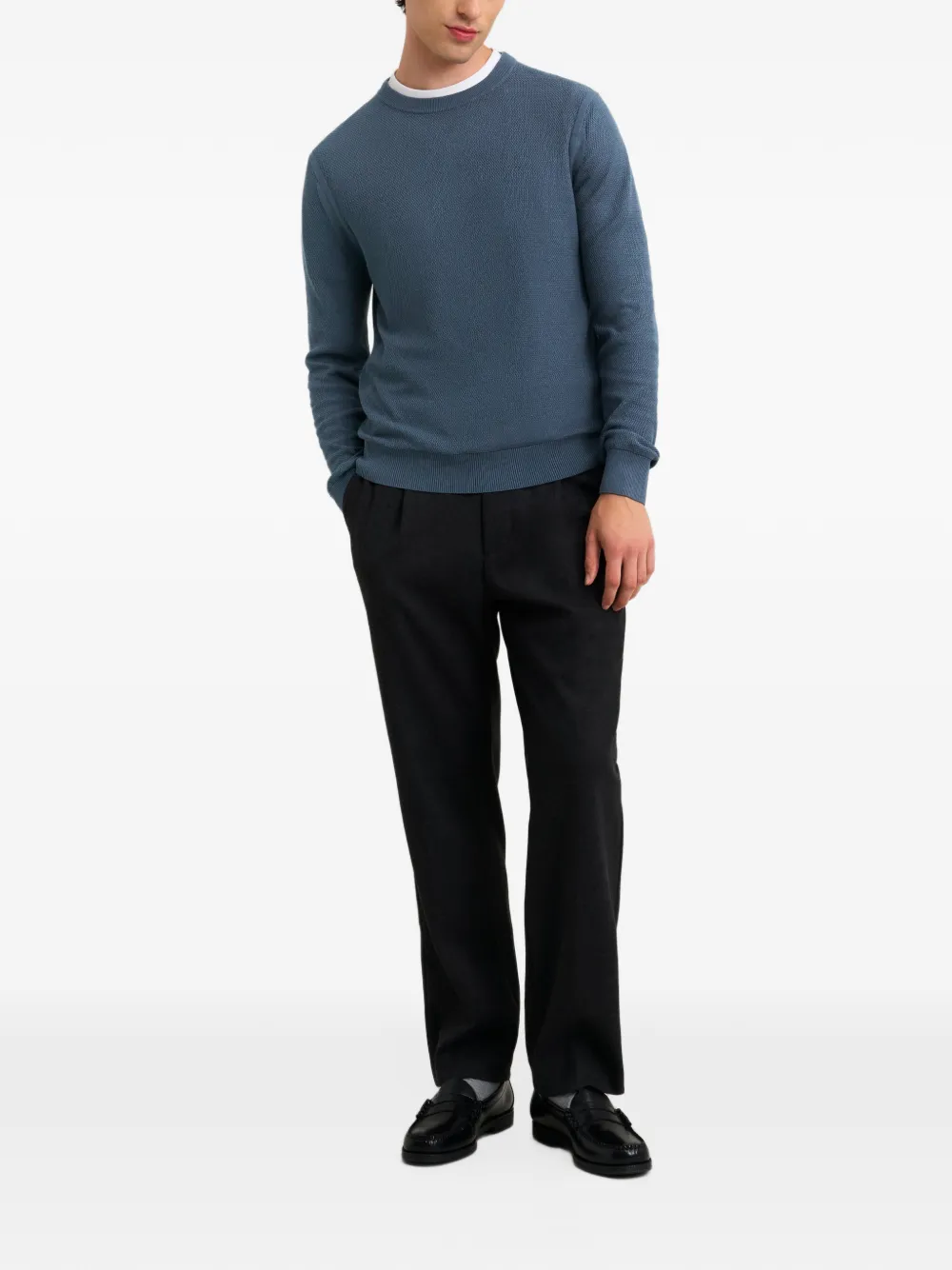 Pringle of Scotland diamond-stitch crew-neck sweater Blauw