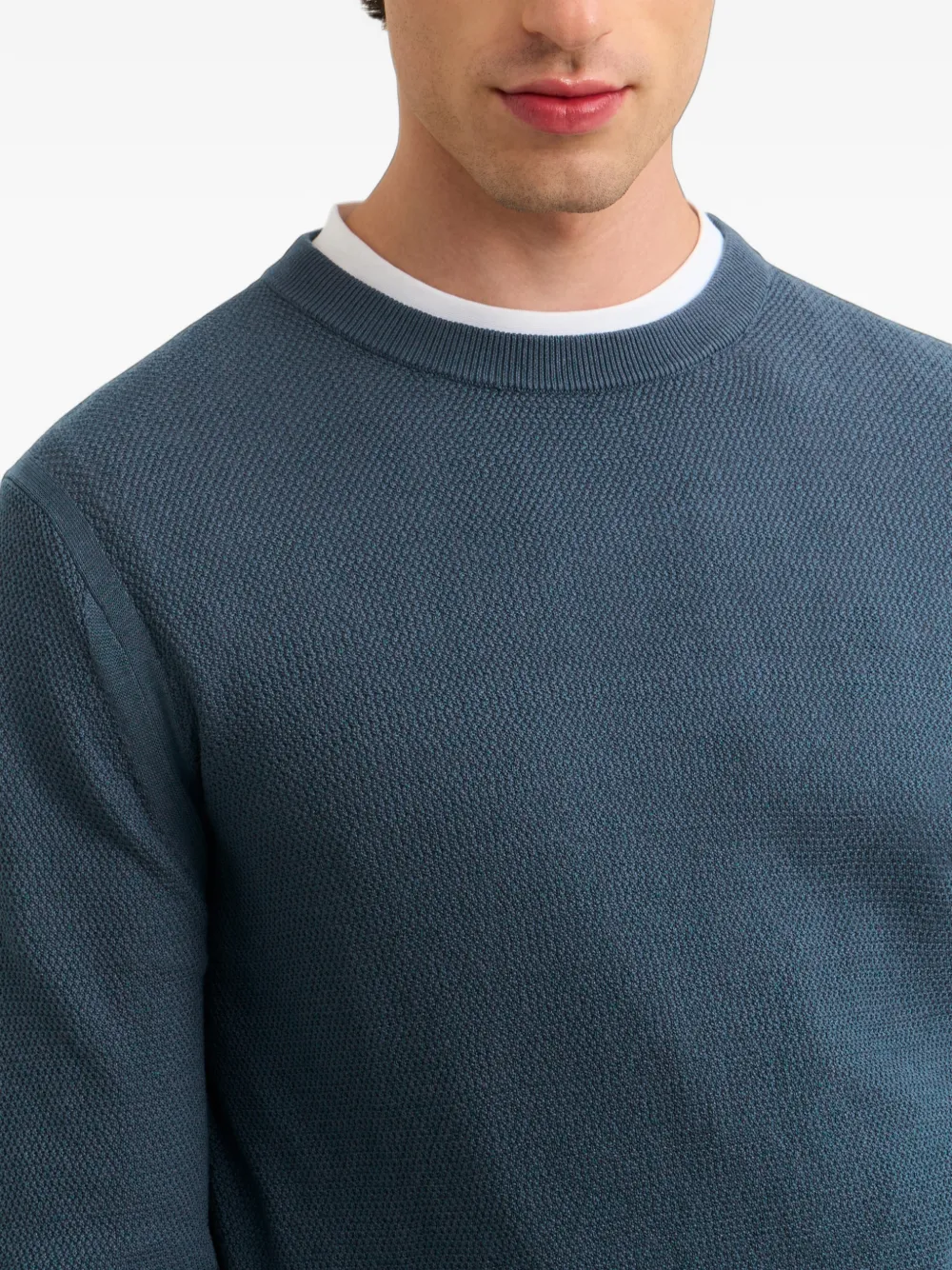 Pringle of Scotland diamond-stitch crew-neck sweater Blauw