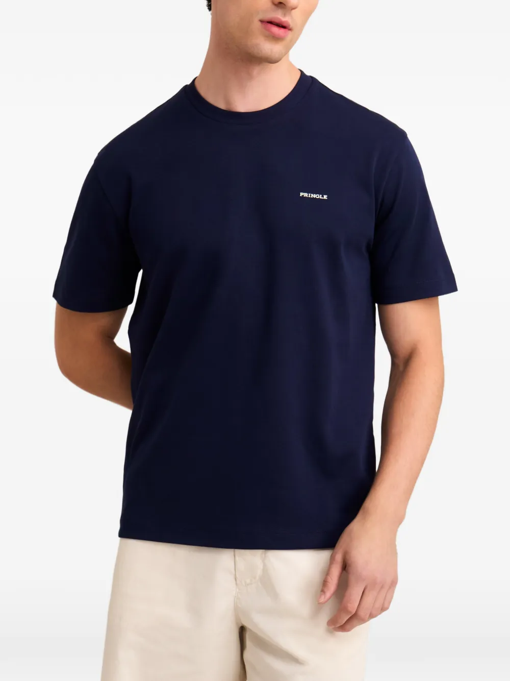 Pringle of Scotland logo-print cotton T-shirt Blauw