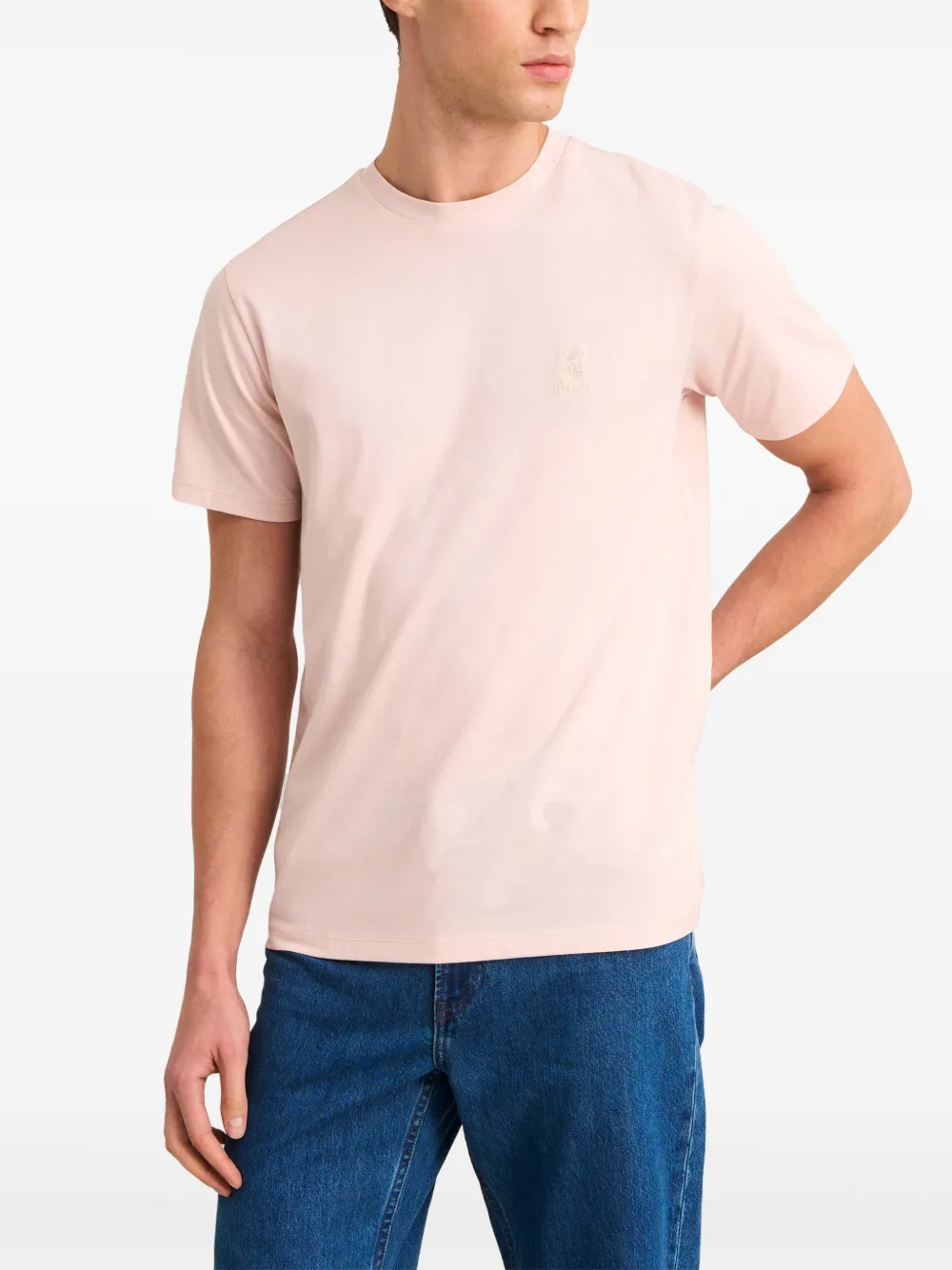 Pringle of Scotland logo-embroidered T-shirt Roze