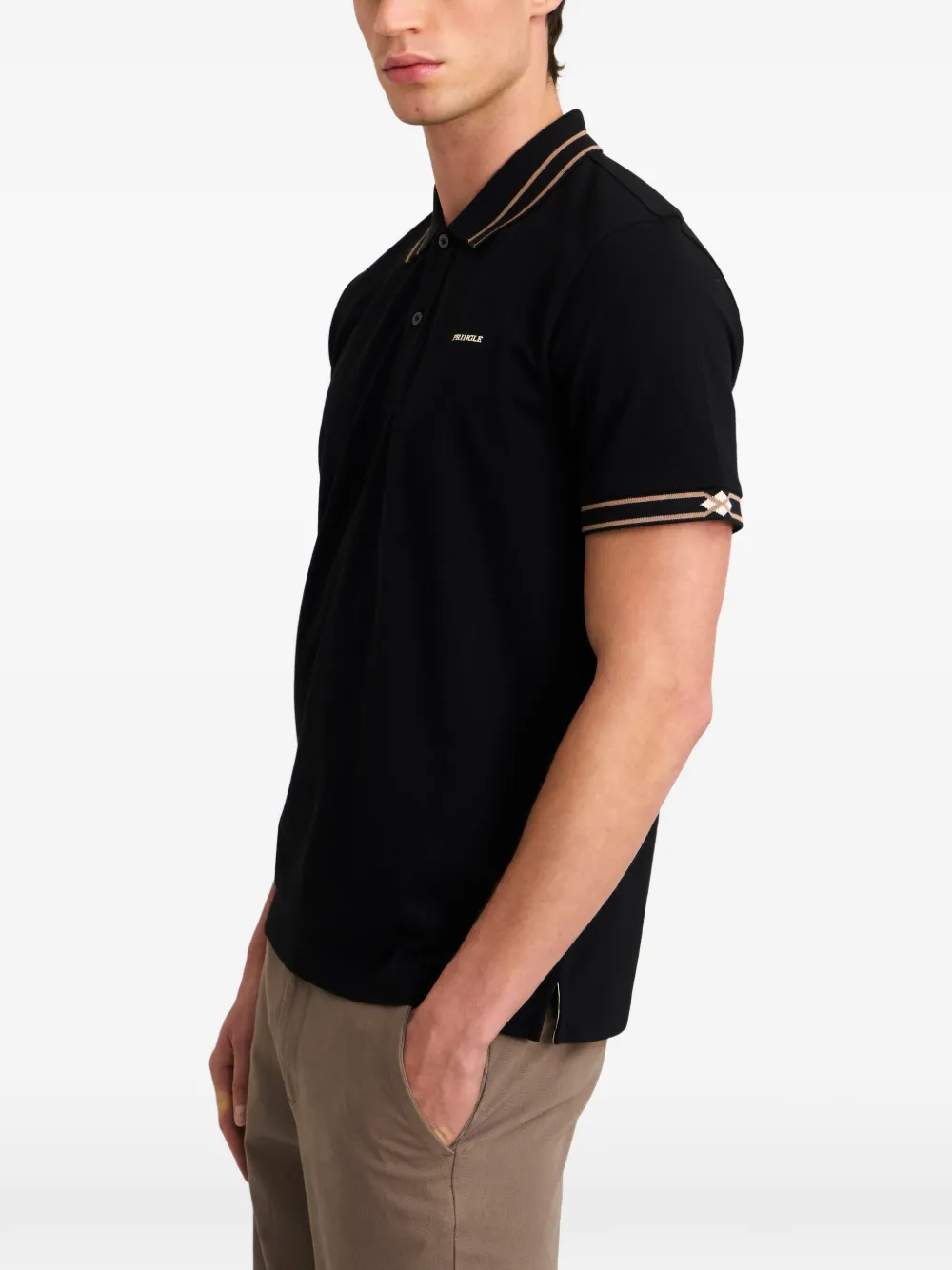 Pringle of Scotland jacquard-collar pique polo shirt Zwart
