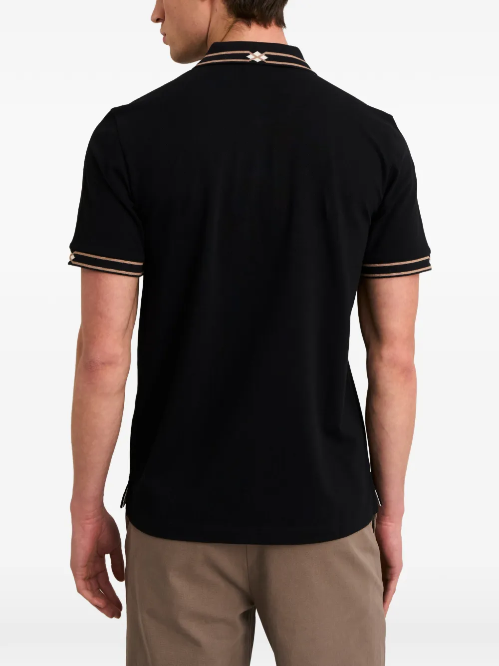 Pringle of Scotland jacquard-collar pique polo shirt Zwart