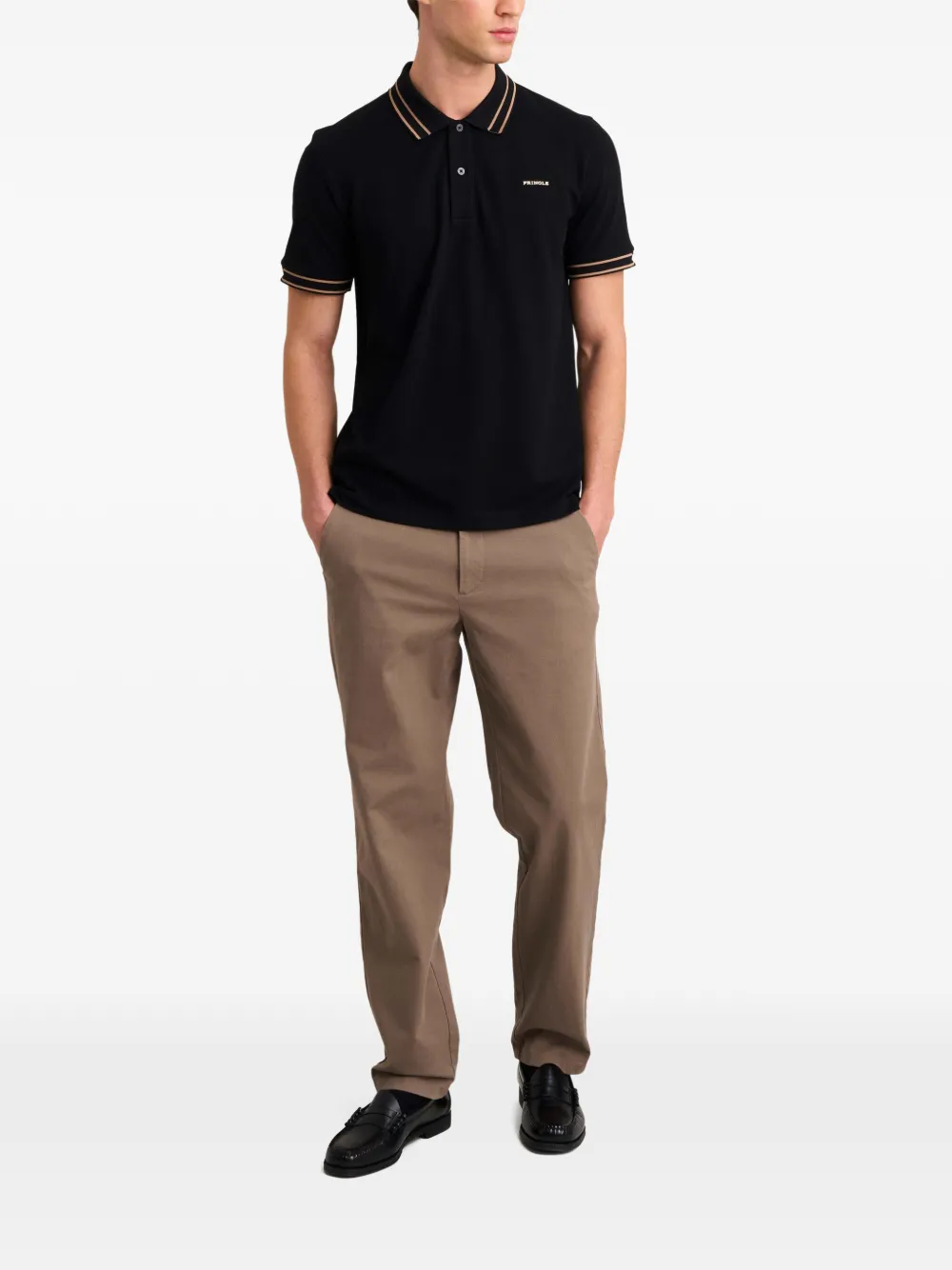 Pringle of Scotland jacquard-collar pique polo shirt Zwart